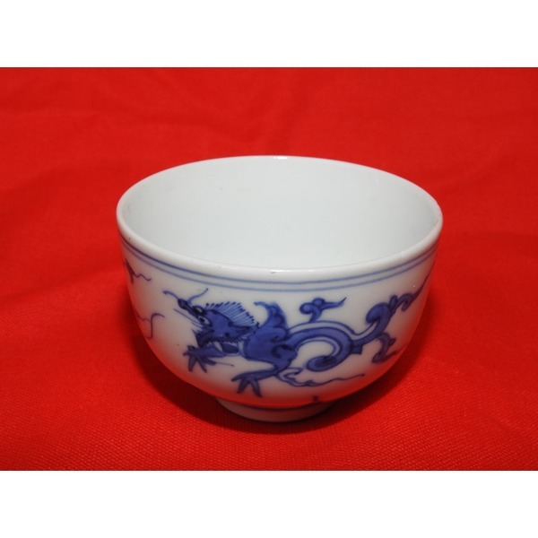 골동-고이마리 청화백자 해태용문 잔4점