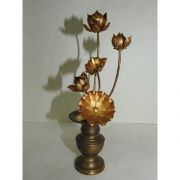 골동-청동화병에 청동연꽃조각품