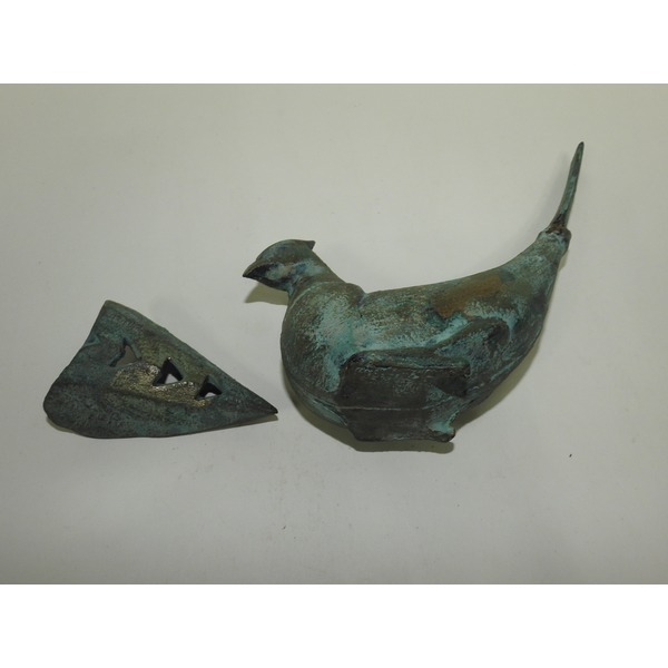 무쇠에 금채된 꿩형 향로