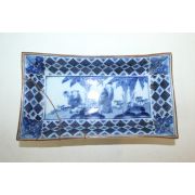 연대가좋은 청화백자인물문 사각완