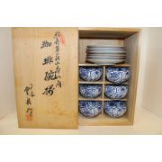 명품-이마리 평안운천(平安雲泉) 청화백자화문 커피잔 6점셋트