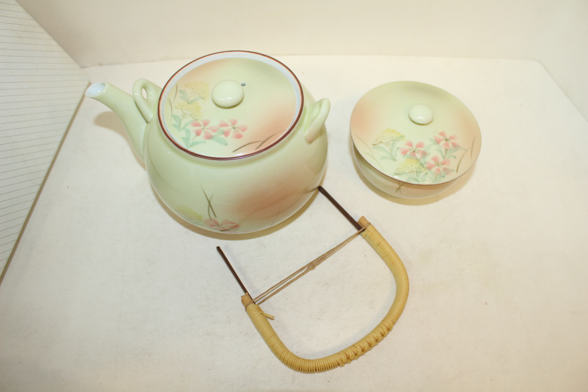 아라따야끼(有田) 청자화문 5인다관셋트