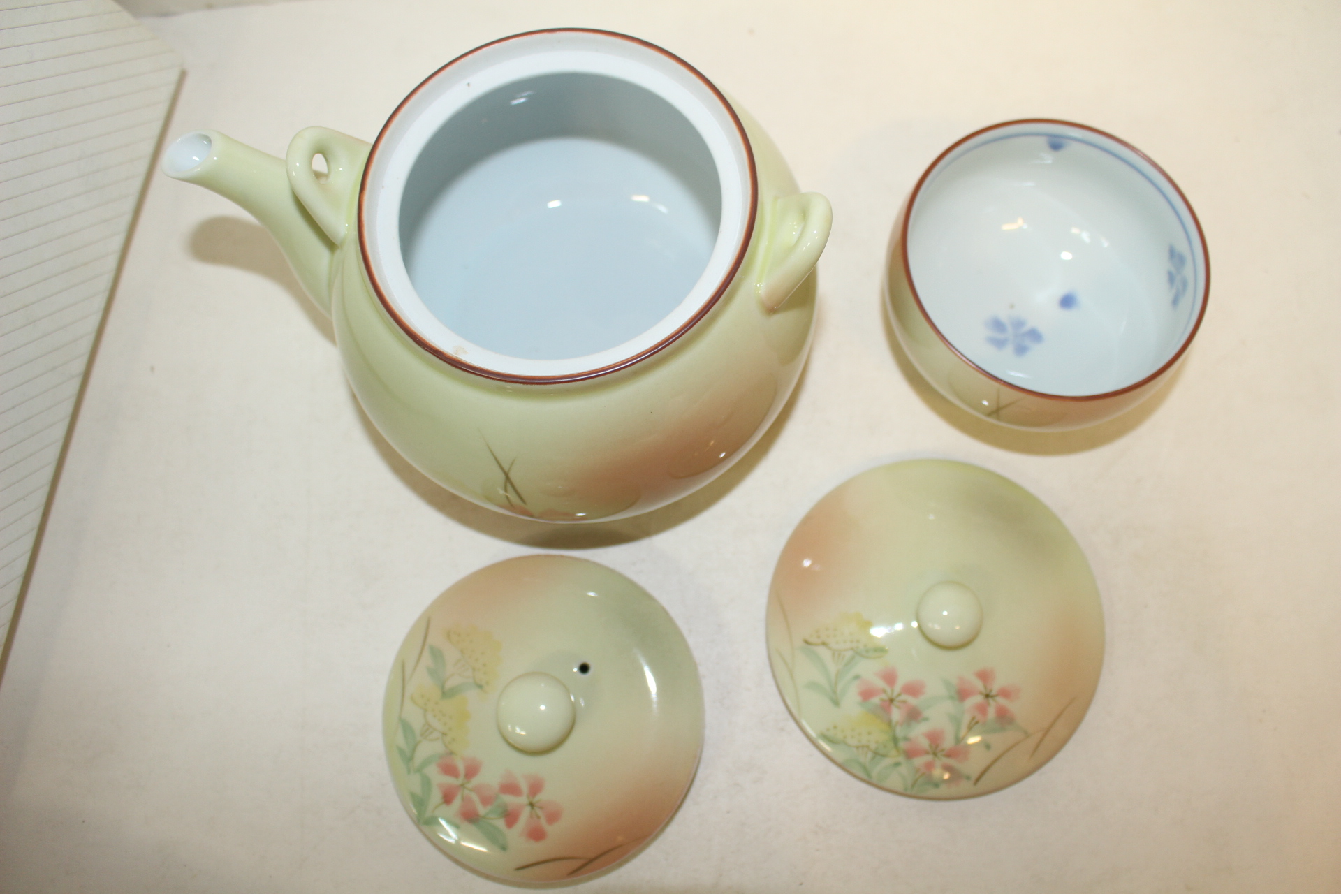 아라따야끼(有田) 청자화문 5인다관셋트