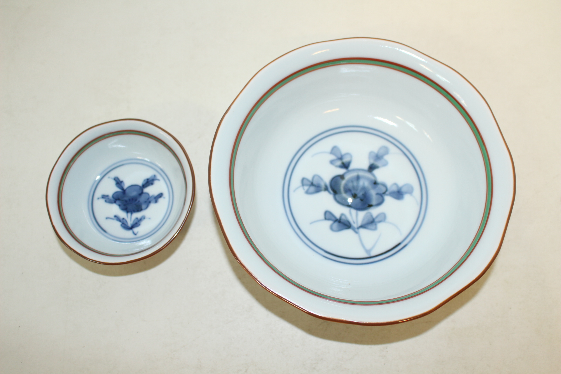 진사백자 청화화문 화형완 10점셋트