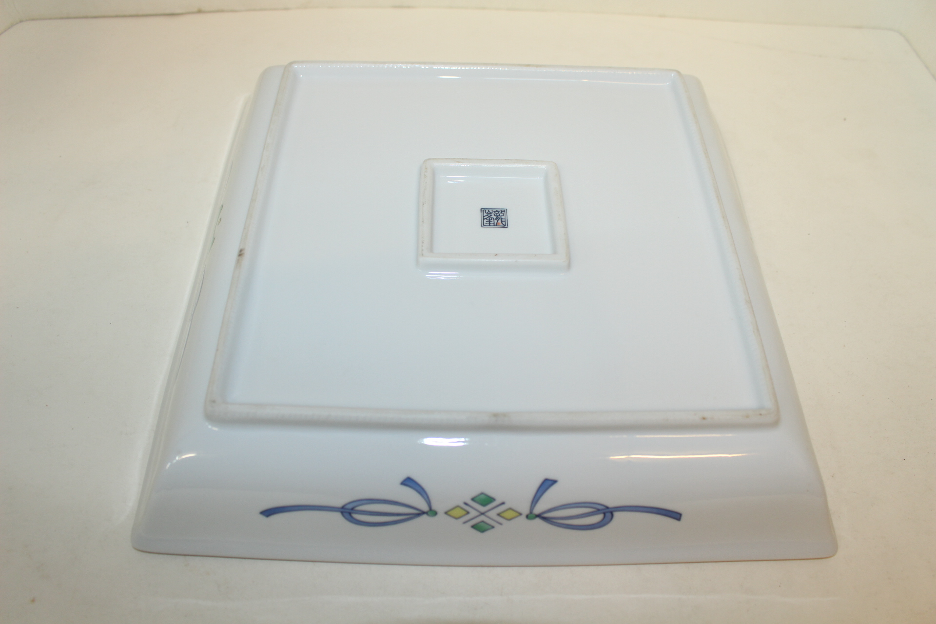 이마리 청화백자화문 사각대완