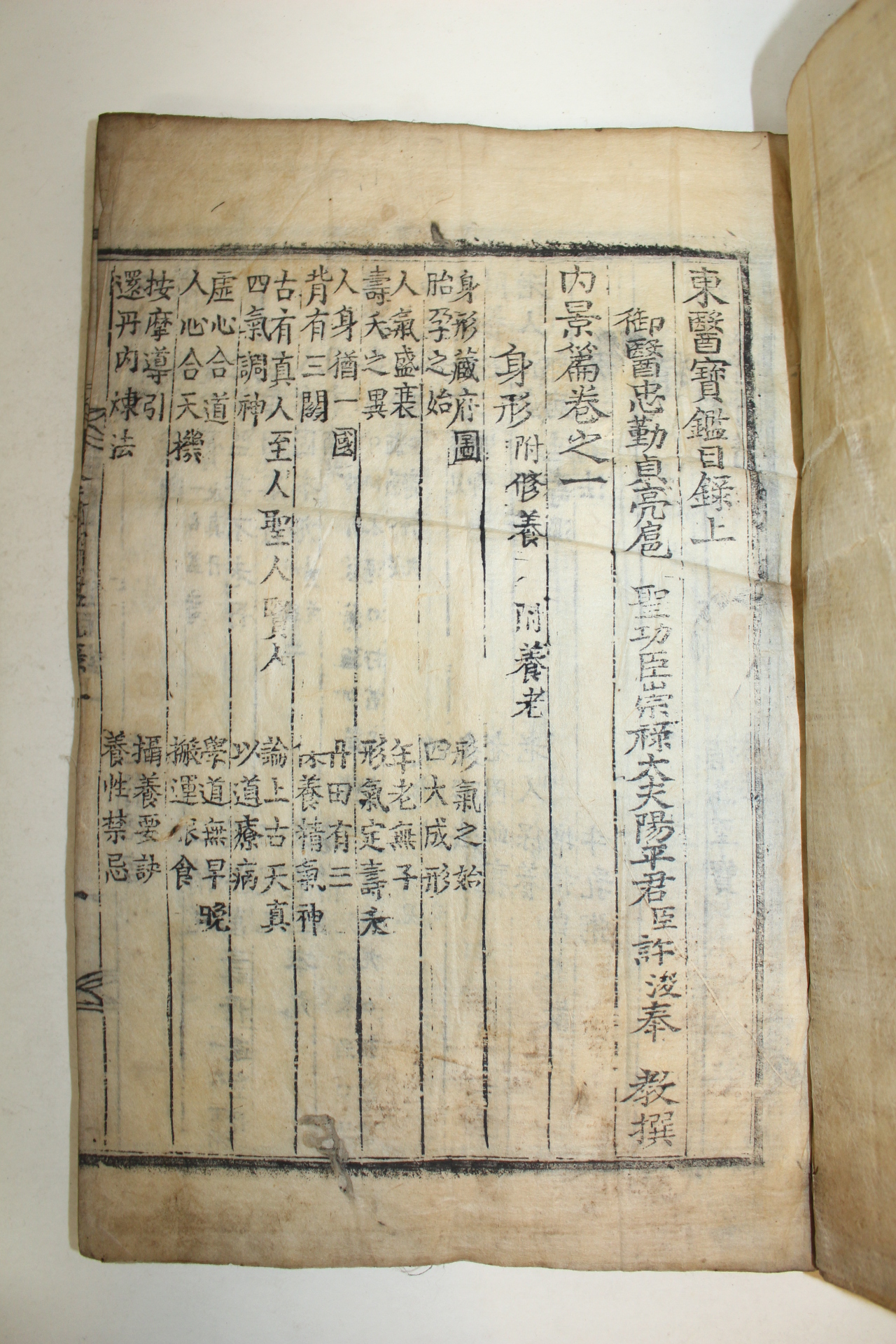 목판본 갑술중추내의원교정완영중간 동의보감(東醫寶鑑)목록 2책완질