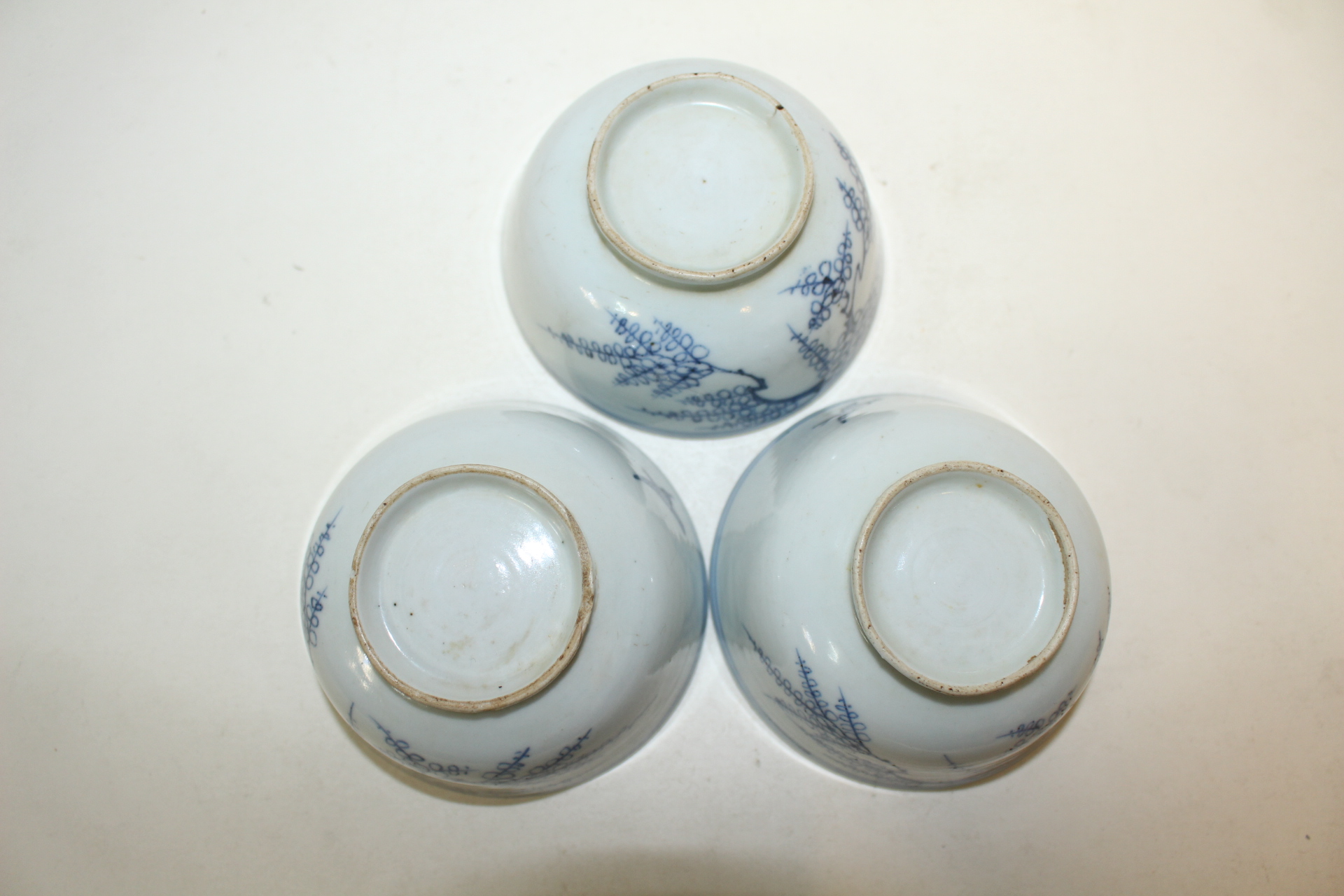 연대가좋은 청화백자화문 잔 3점