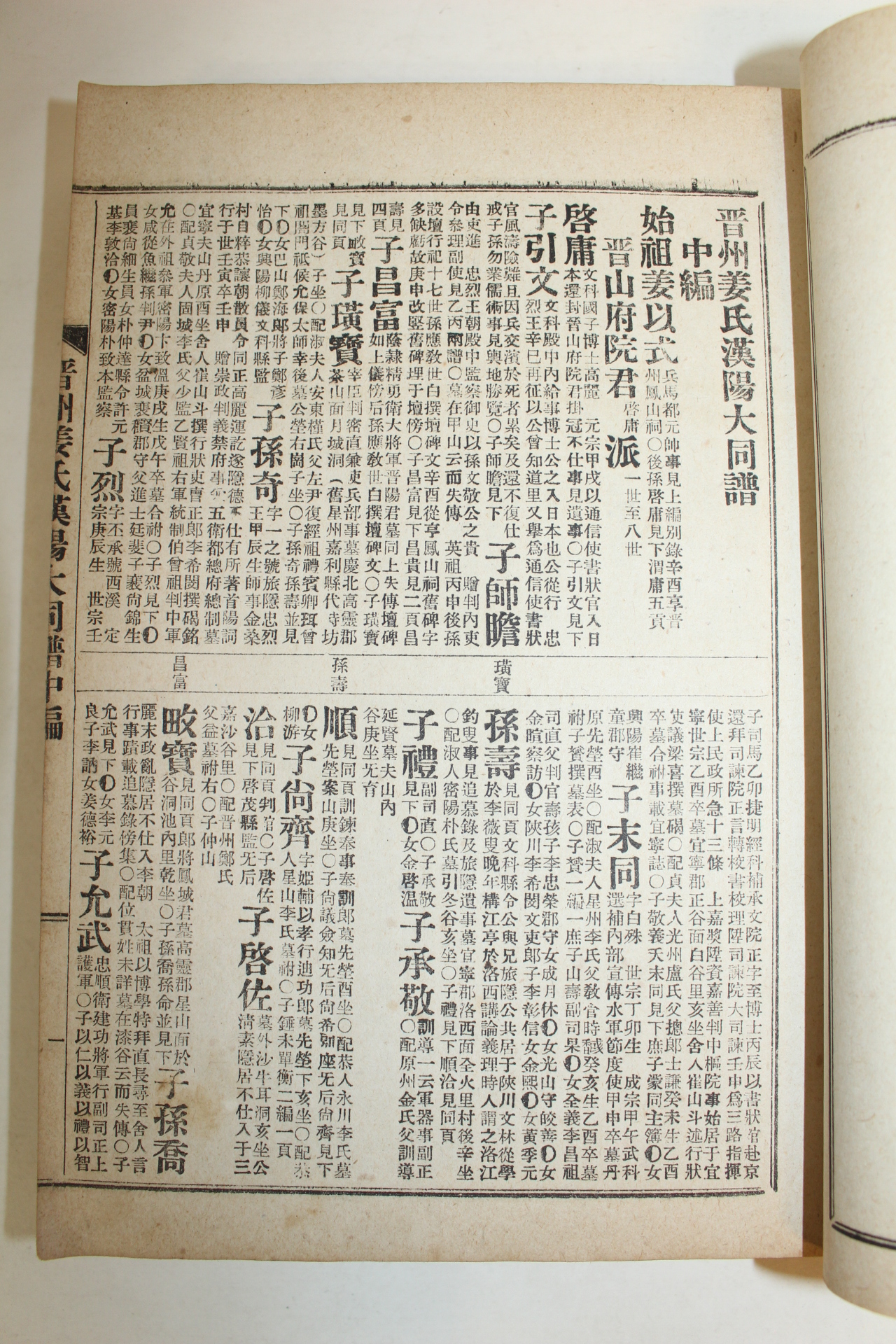 연활자본 진주강씨한양대동보(晉州姜氏漢陽大同譜)권1,  2책