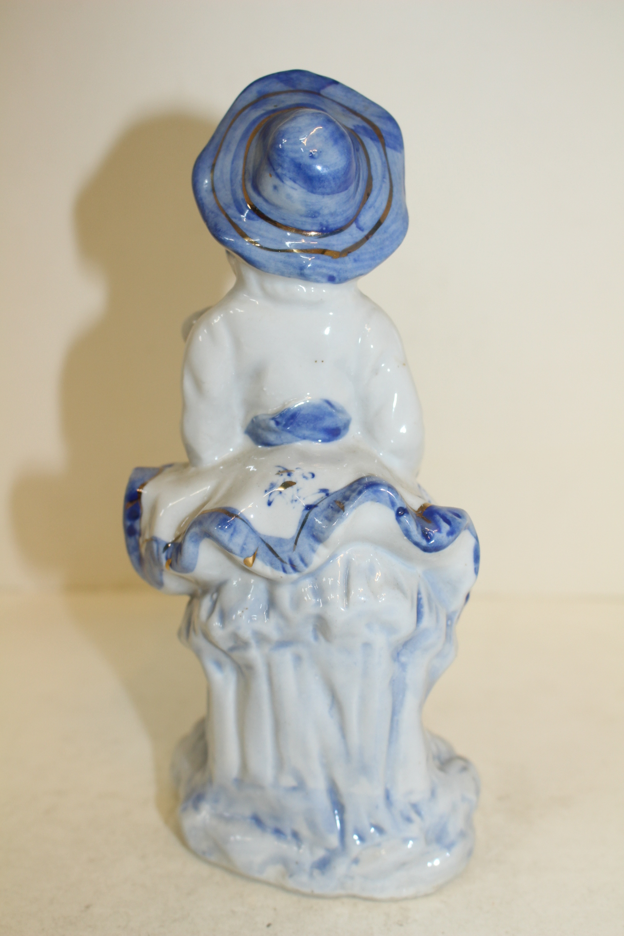 청화백자 금채도자기 여인 조각상