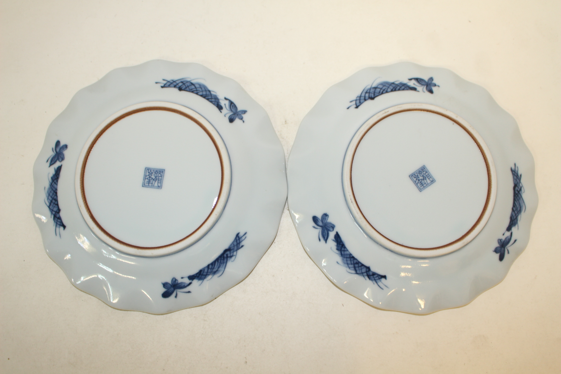 이마리 청화백자 조화문 화형완 2점