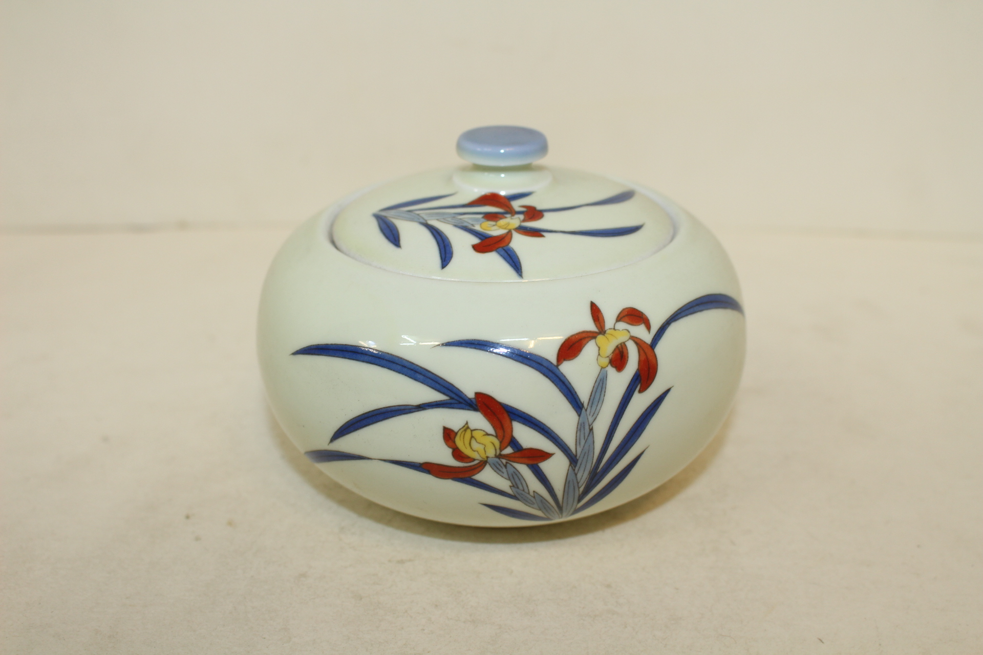 청화백자진사 난초문 합