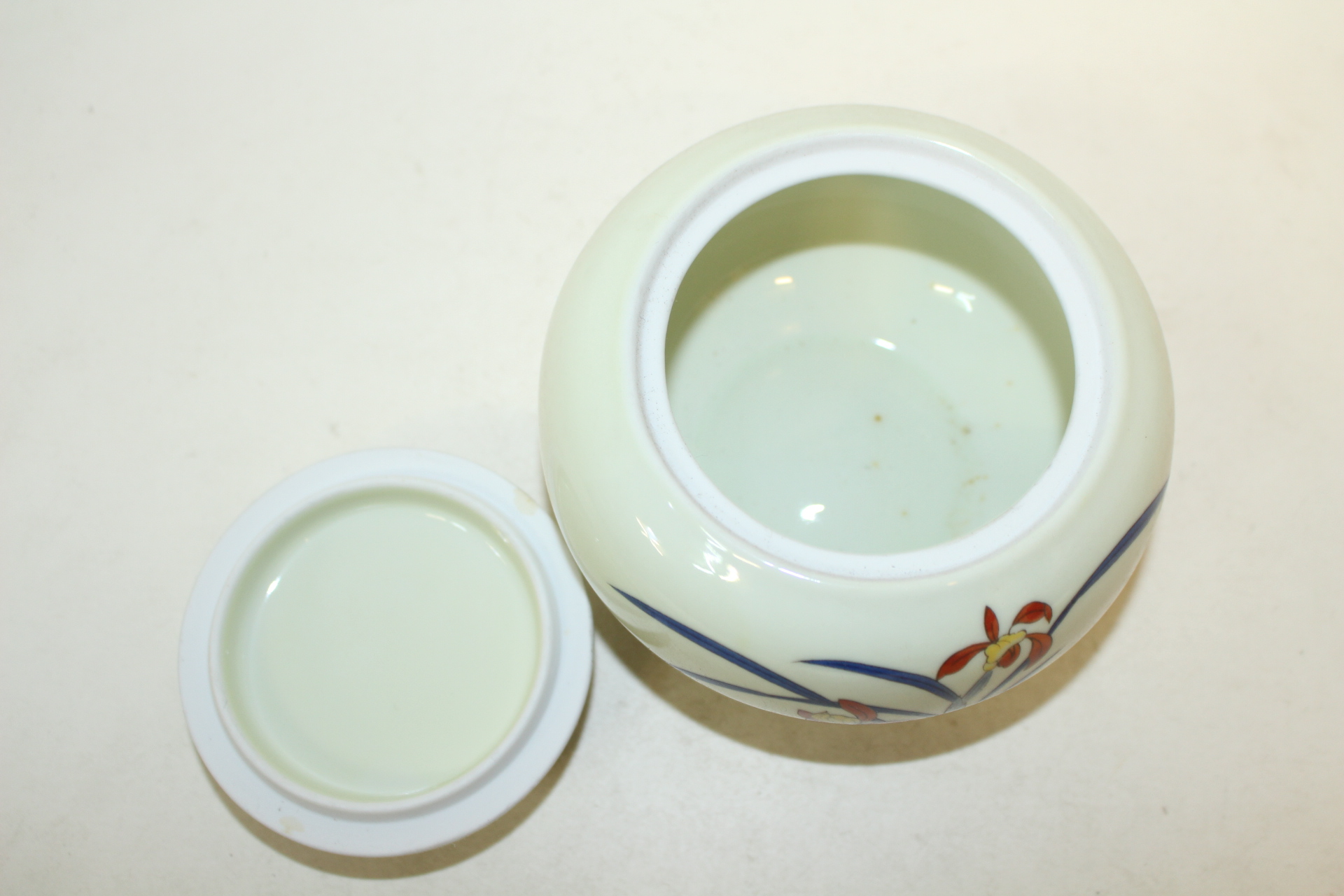 청화백자진사 난초문 합