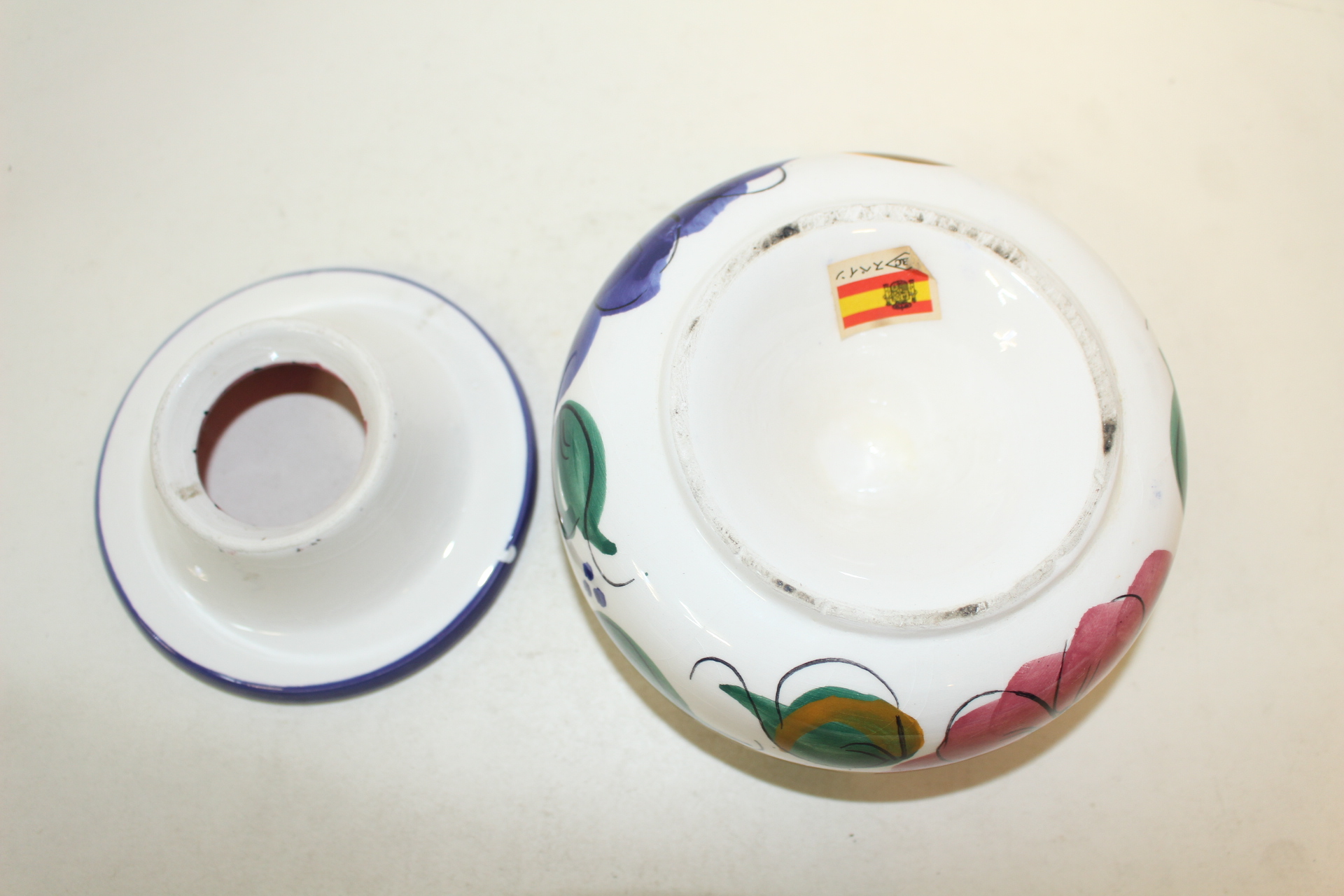 유럽산 분청자 청화화문 재털이