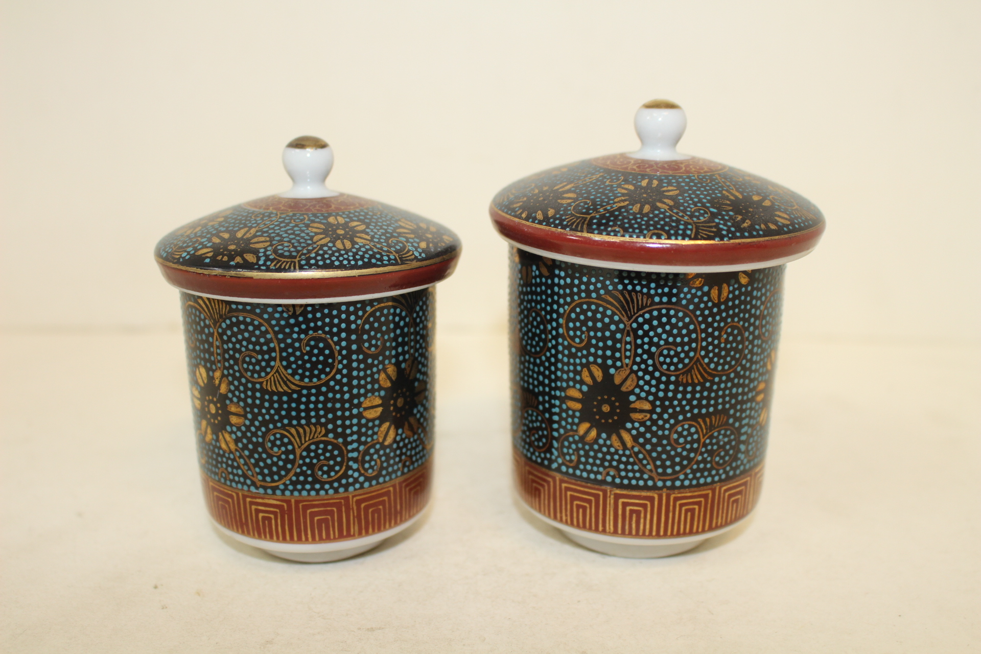 구다니 철화청자진사금채화문 부부잔셋트