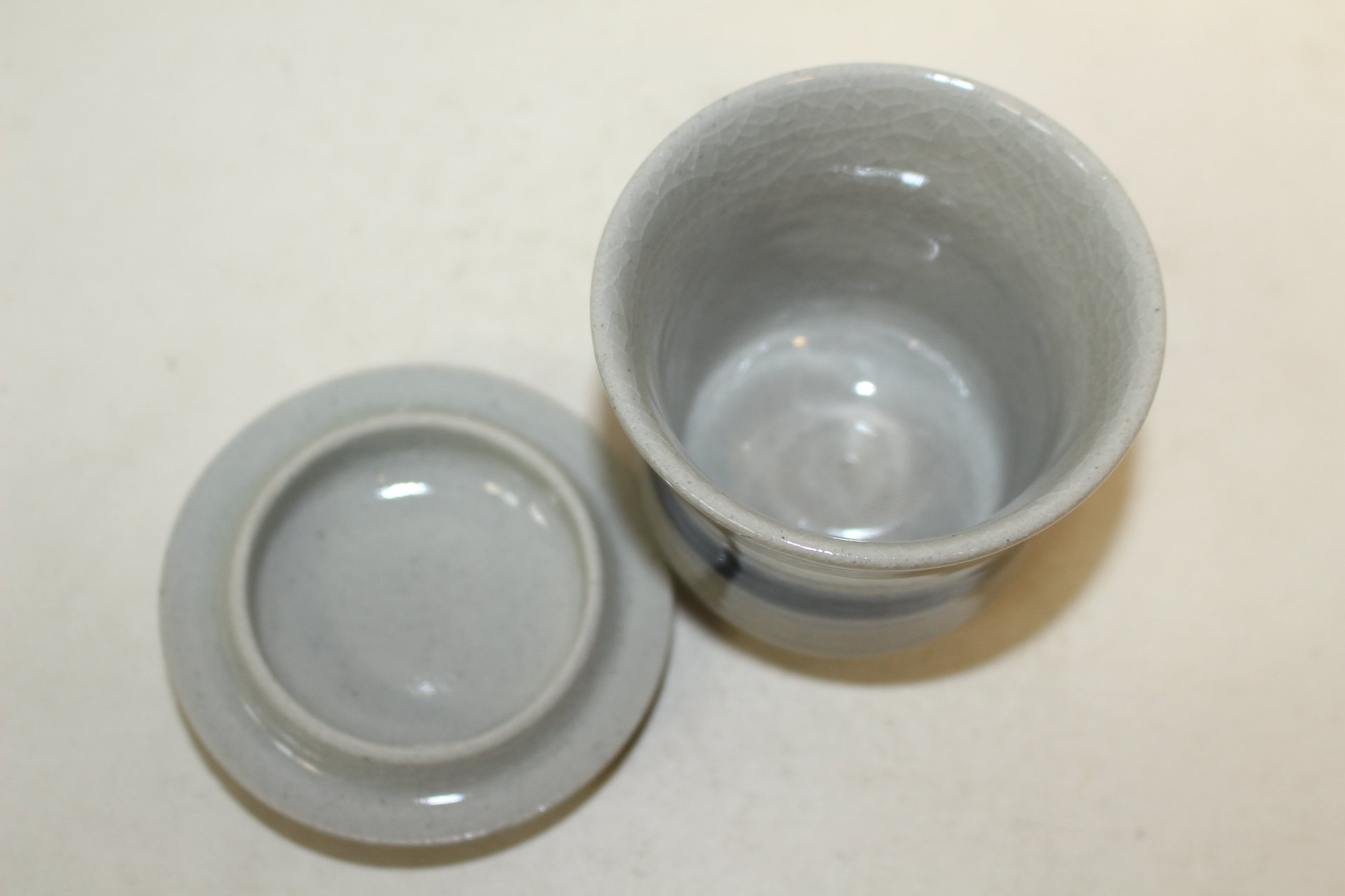 청화백자 줄문 잔