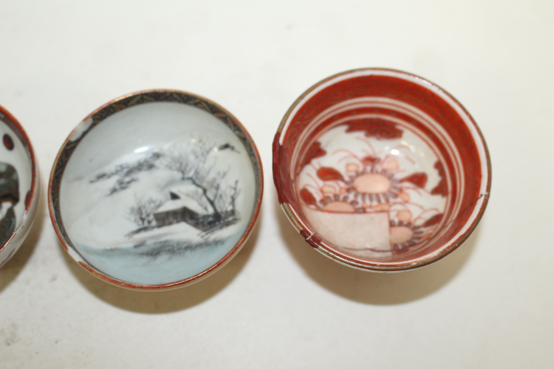 연대가좋은 고구다니 진사금채화문잔 4점