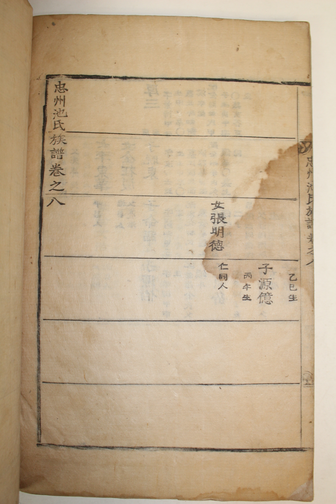 1853년 계축보 목활자본 충주지씨족보(忠州池氏族譜) 8권5책완질