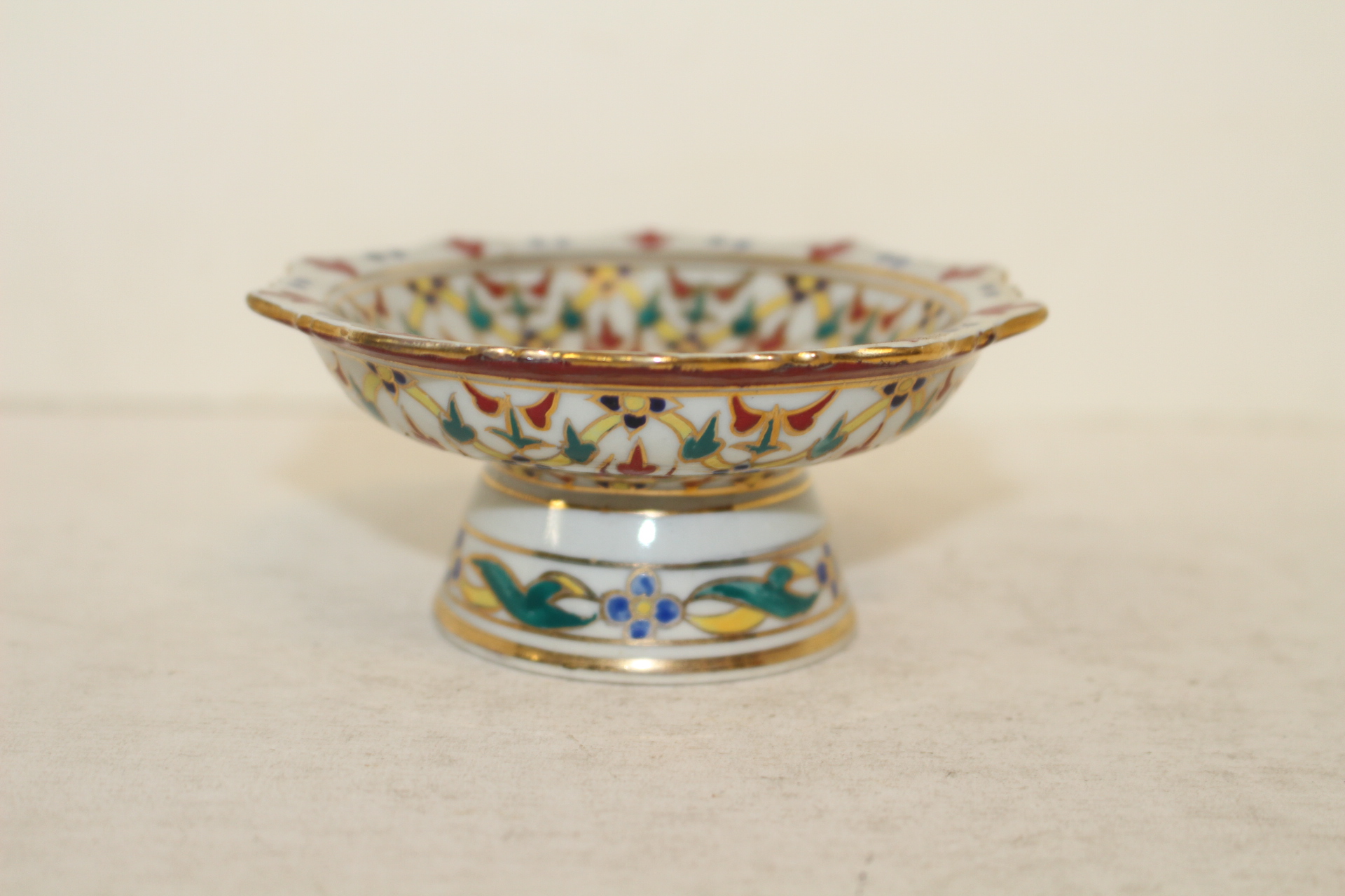 분청자 진사화문금채 화형굽다리완