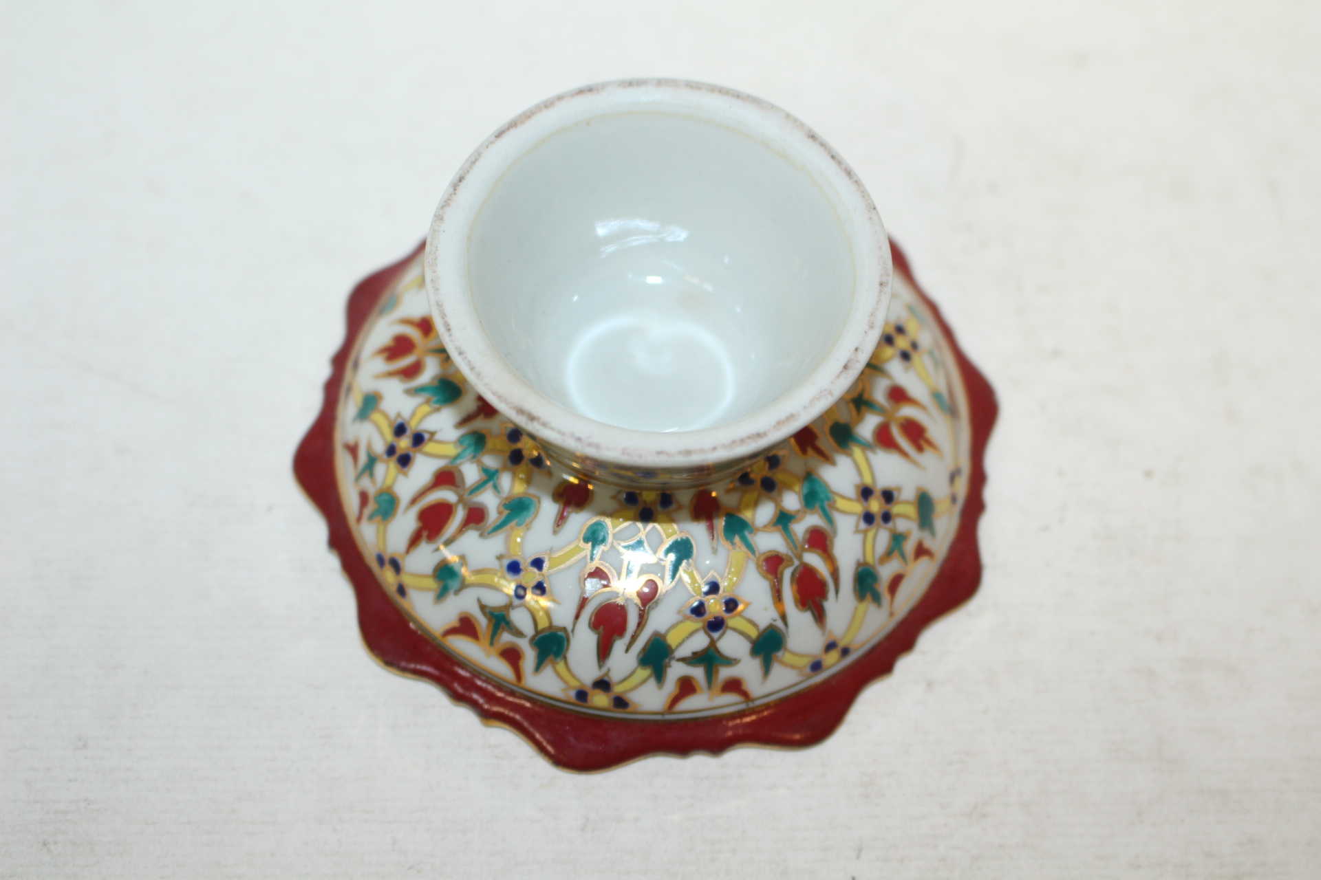 분청자 진사화문금채 화형굽다리완