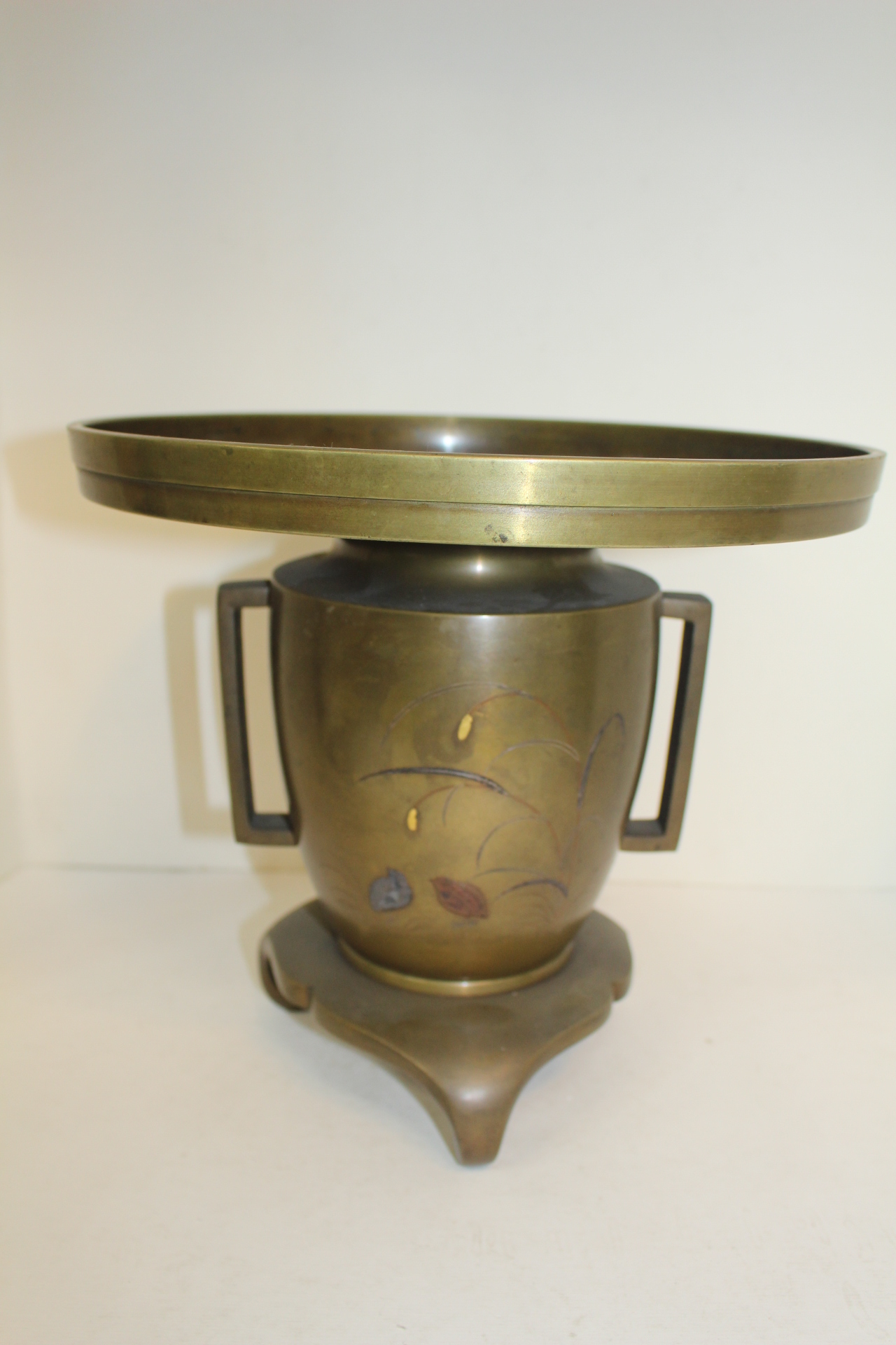 연대가좋은 골동 청동으로된 금은상감 병아리문 화병