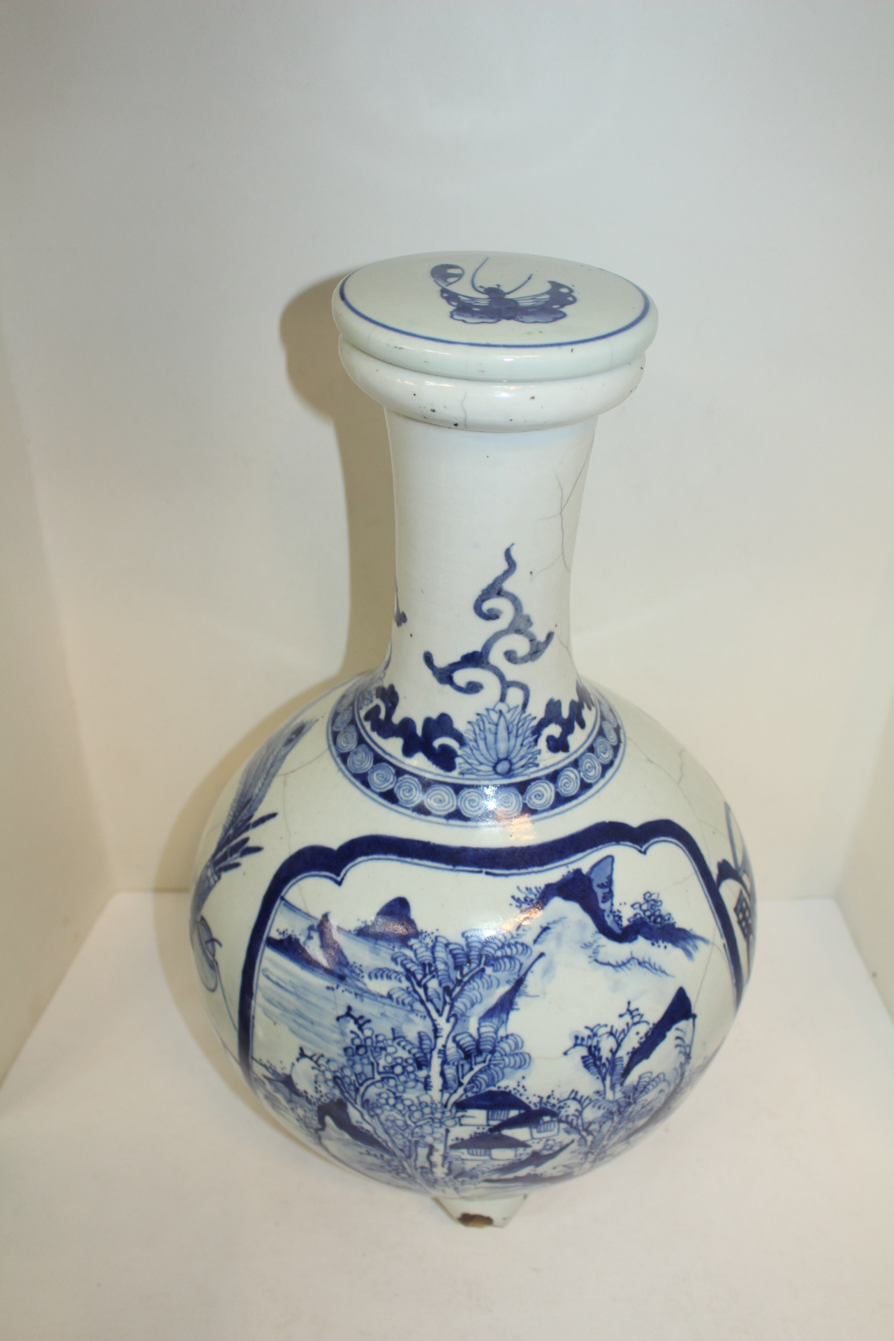 연대가좋은 청화백자 산수화문 대주병