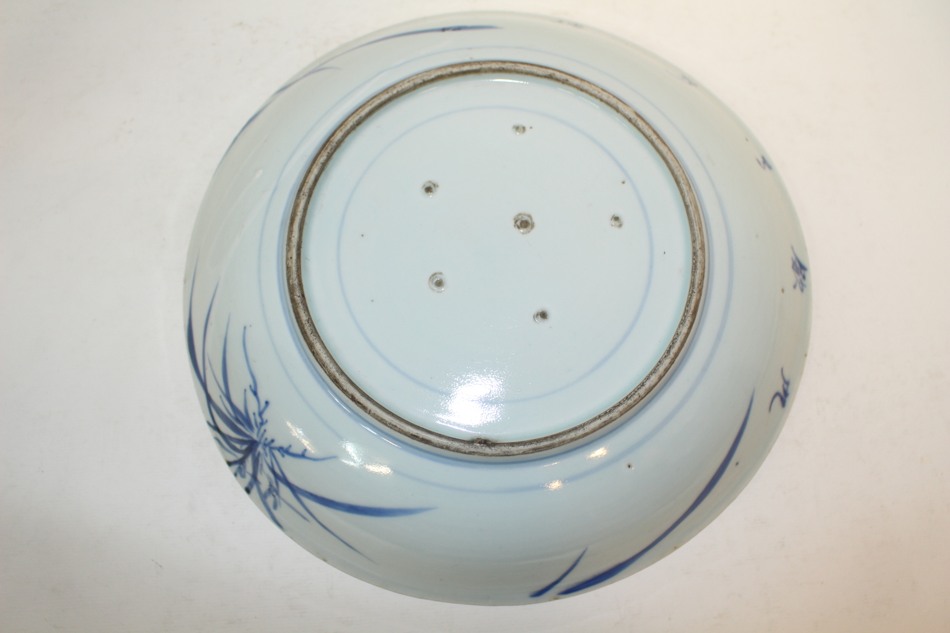 9-연대가좋은 청화백자 산수시문 대완