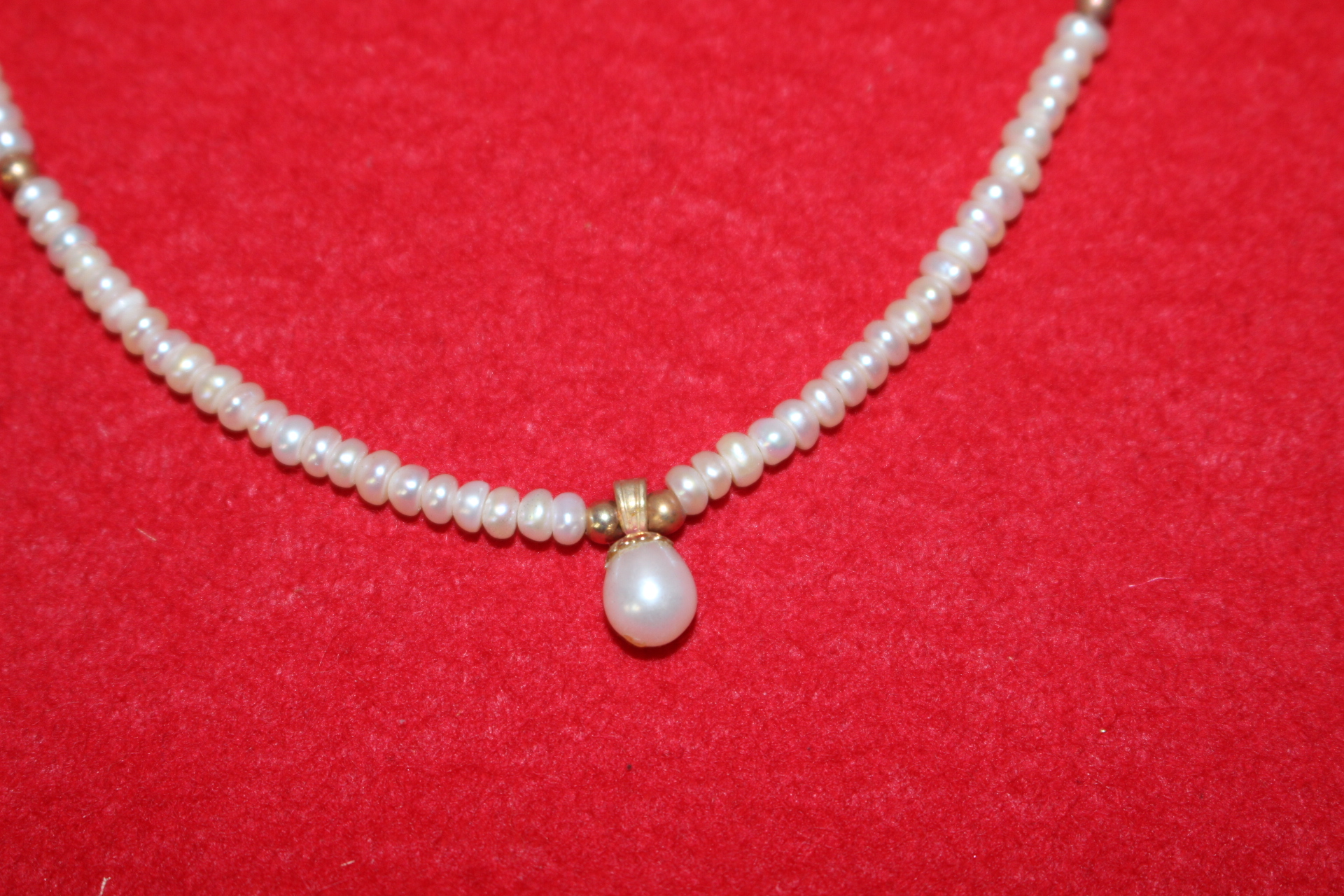 천연진주에 14K 순금이음장식 목걸이