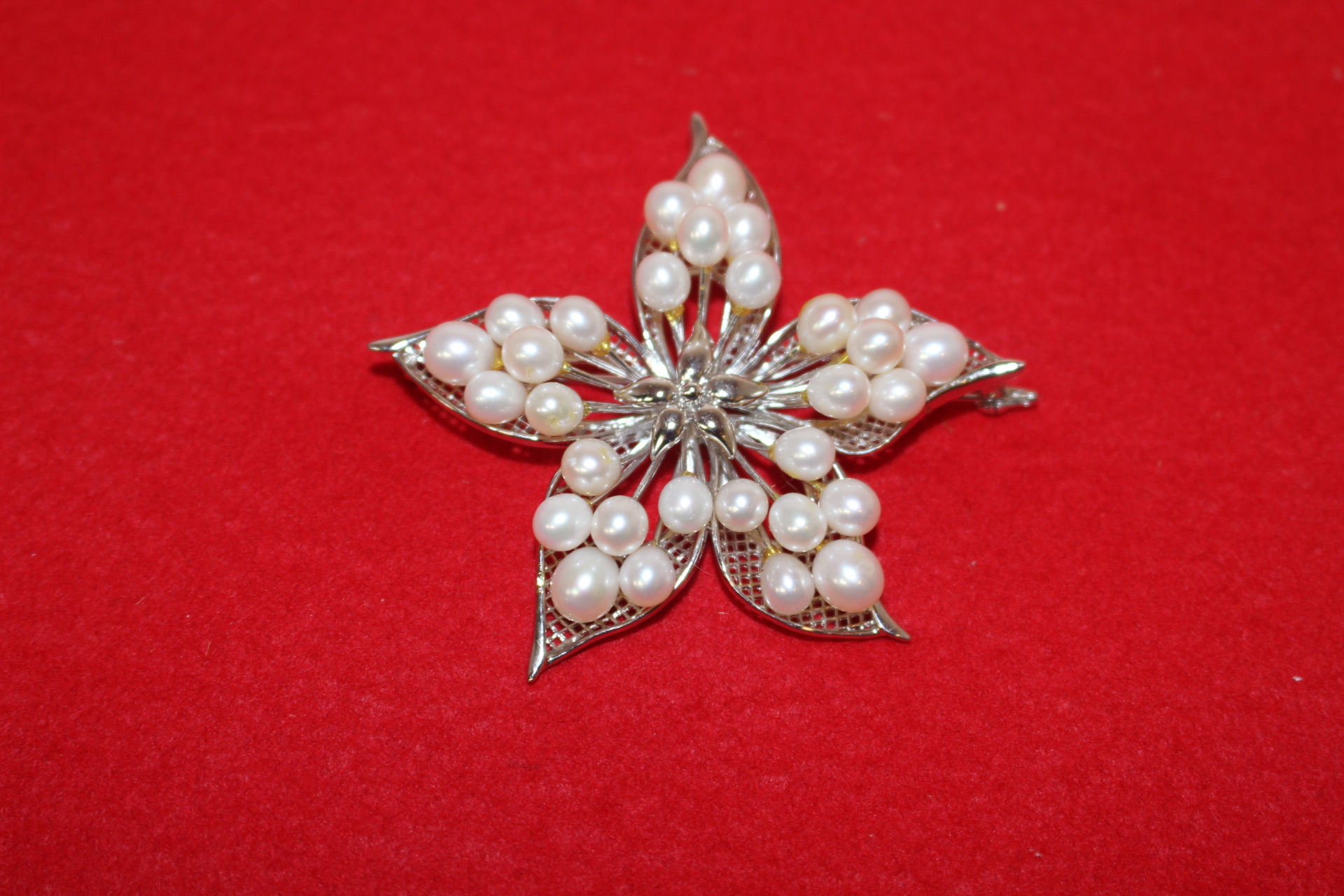 천연진주가 장식된 화형 브롯지