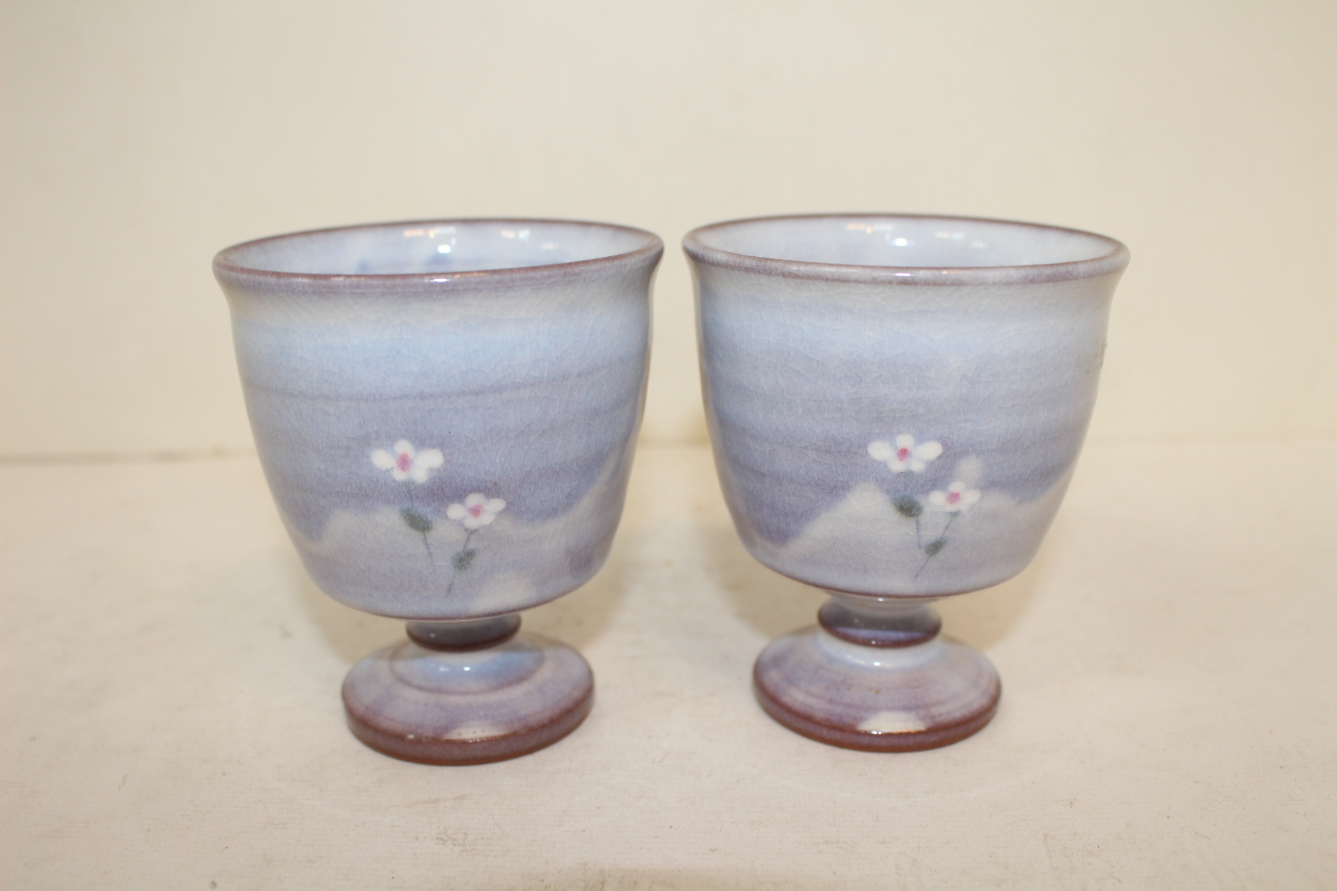 분청자 진사화문 굽다리잔 2점 셋트