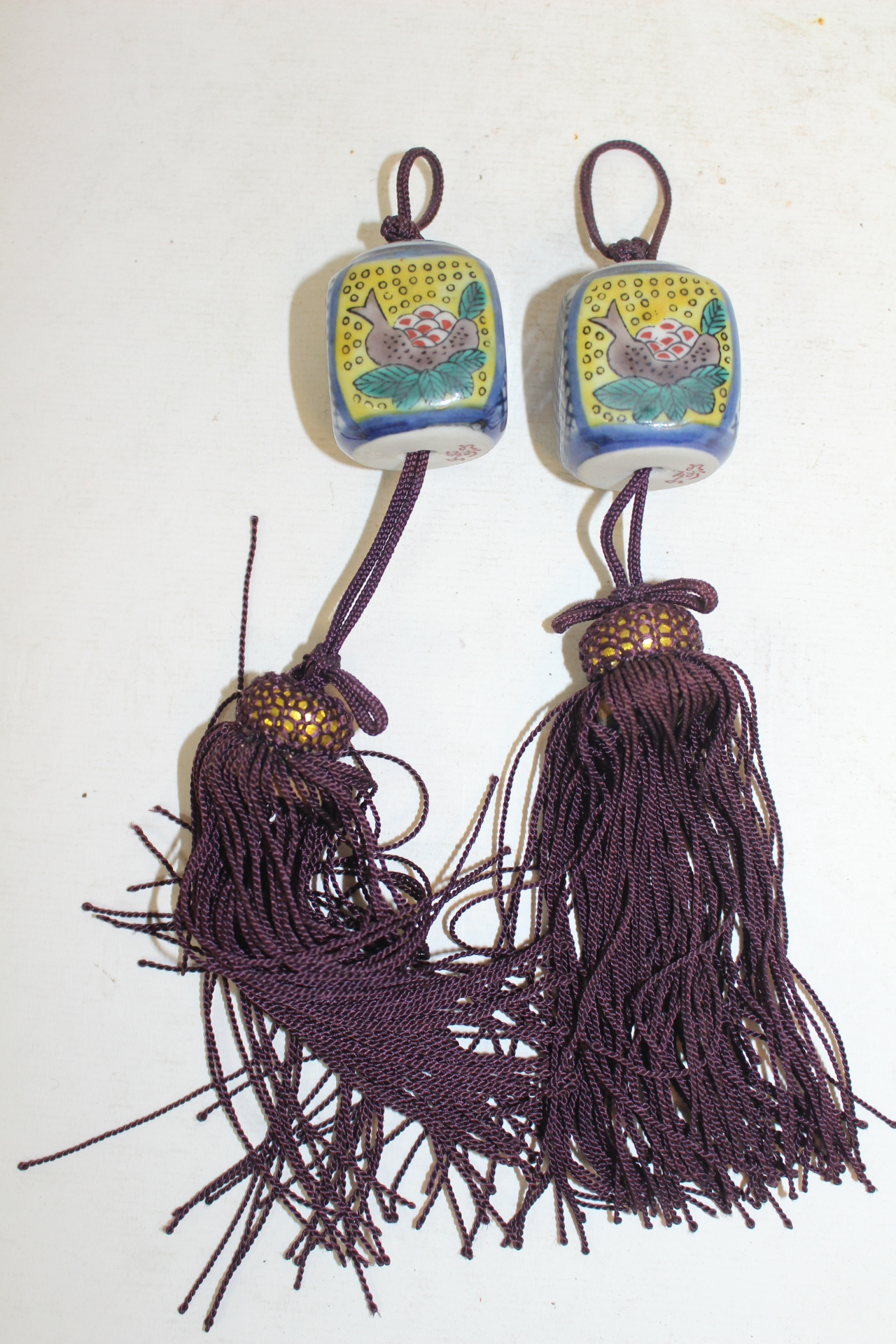 구다니 청화백자진사화문 추(풍진) 1쌍