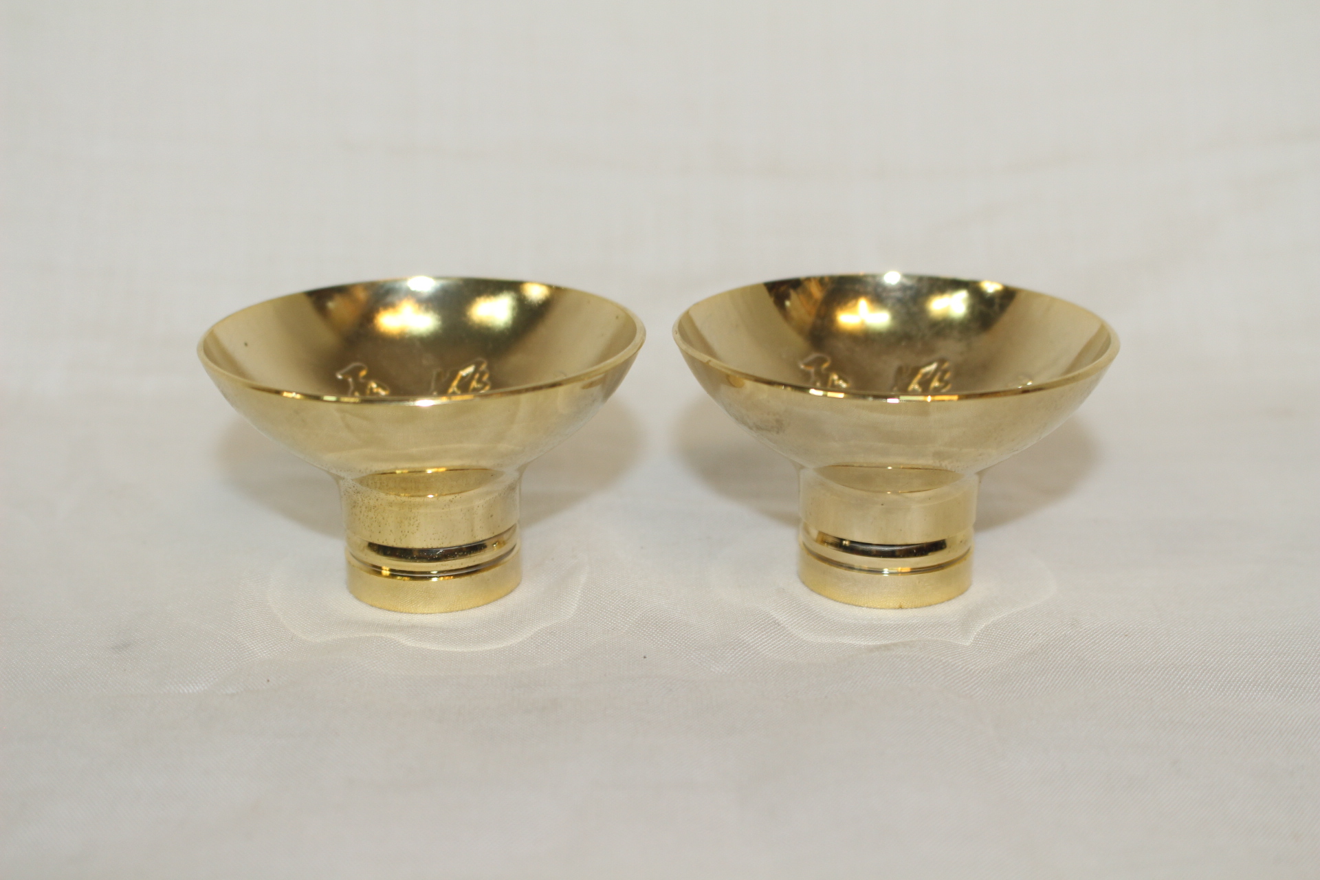 청동에 24K 금도금 수자문 잔 2점