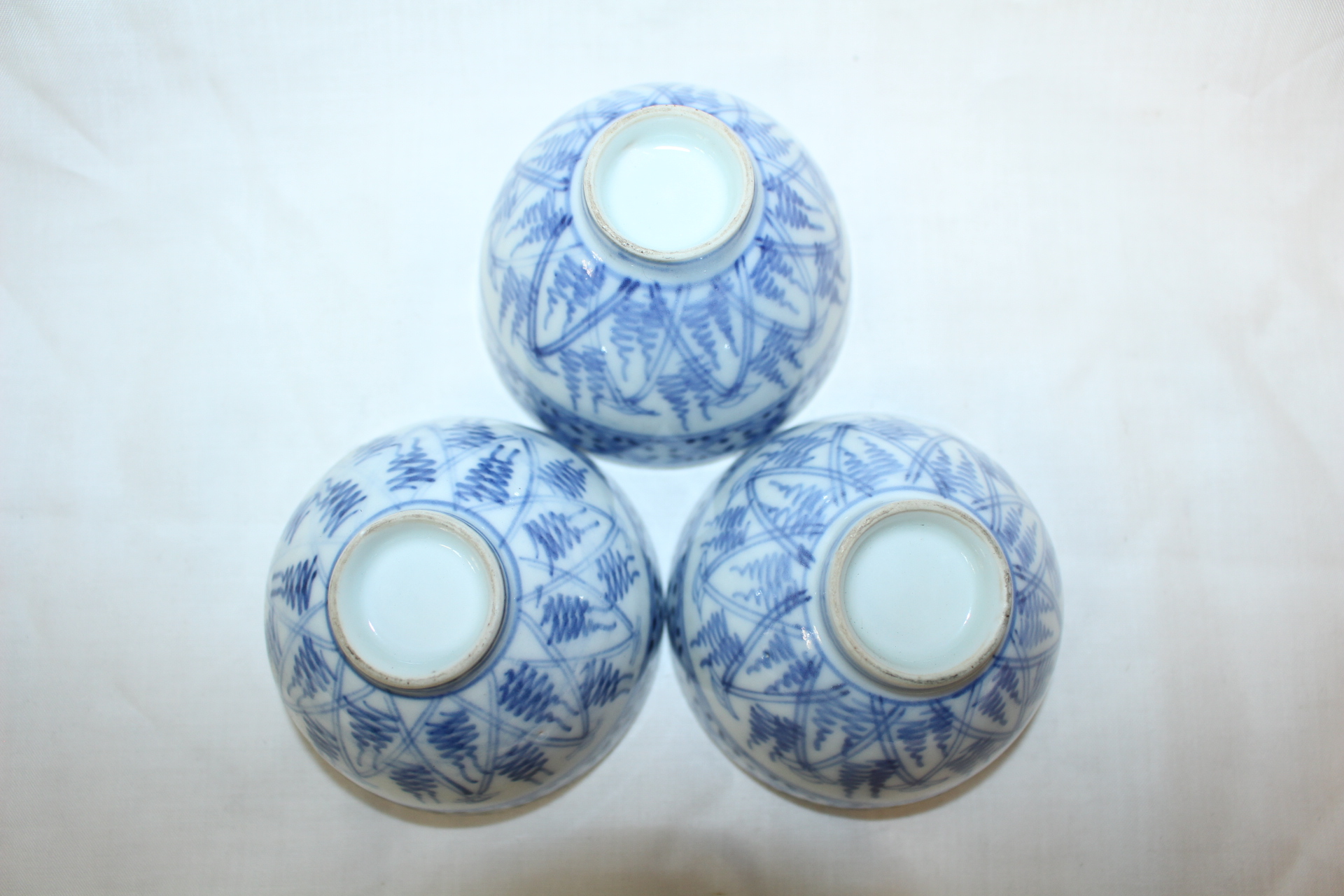 연대좋은 청화백자 추상문 잔 3점