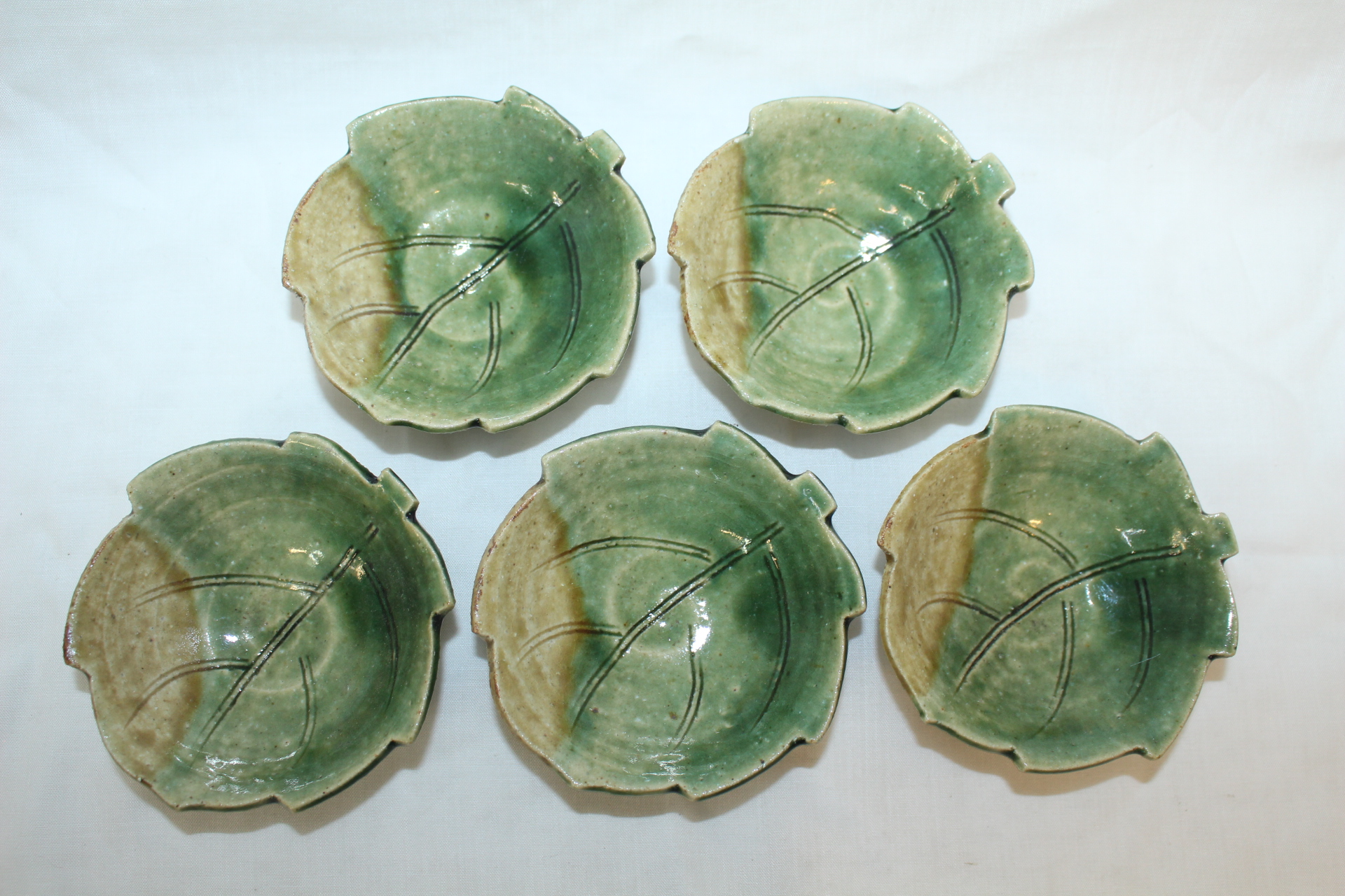 청자 나뭇잎 완 5점