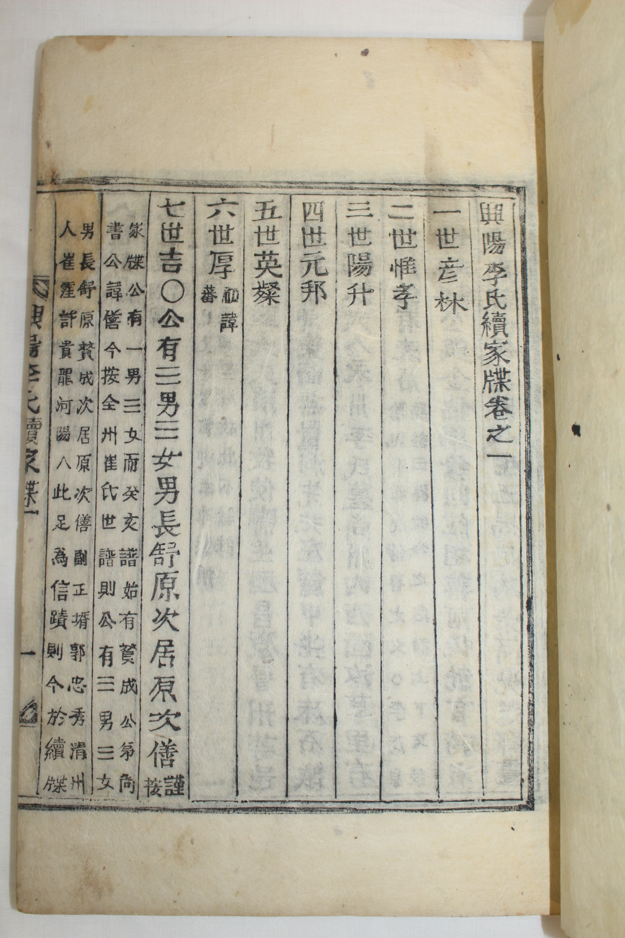 목활자본 흥양이씨속가첩(興陽李氏續家牒) 1책완질