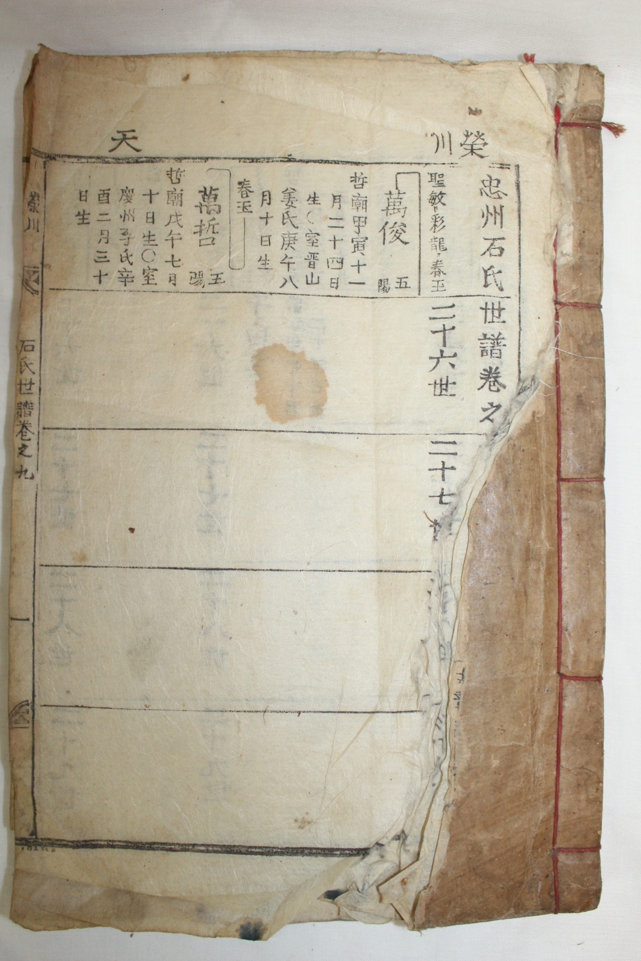 1891년 목활자본 충주석씨세보(忠州石氏世譜) 8책
