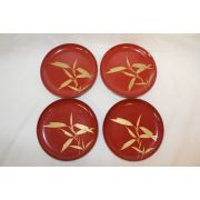 나무에 금채죽문완 4점