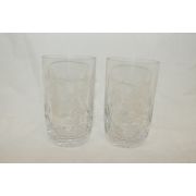 깍은 크리스탈 음각화문잔 2점