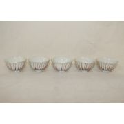 연대가좋은 진사줄문 백자잔 5점