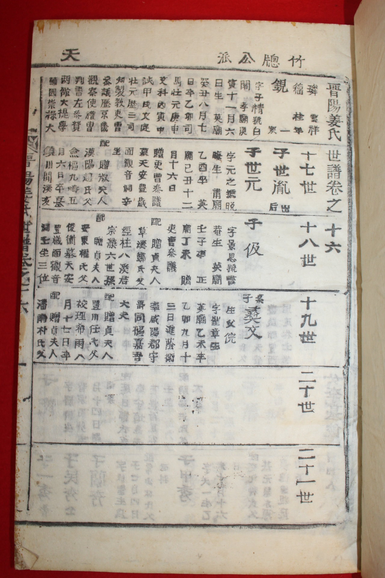 목활자본 진양강씨세보(晉陽姜氏世譜) 11책