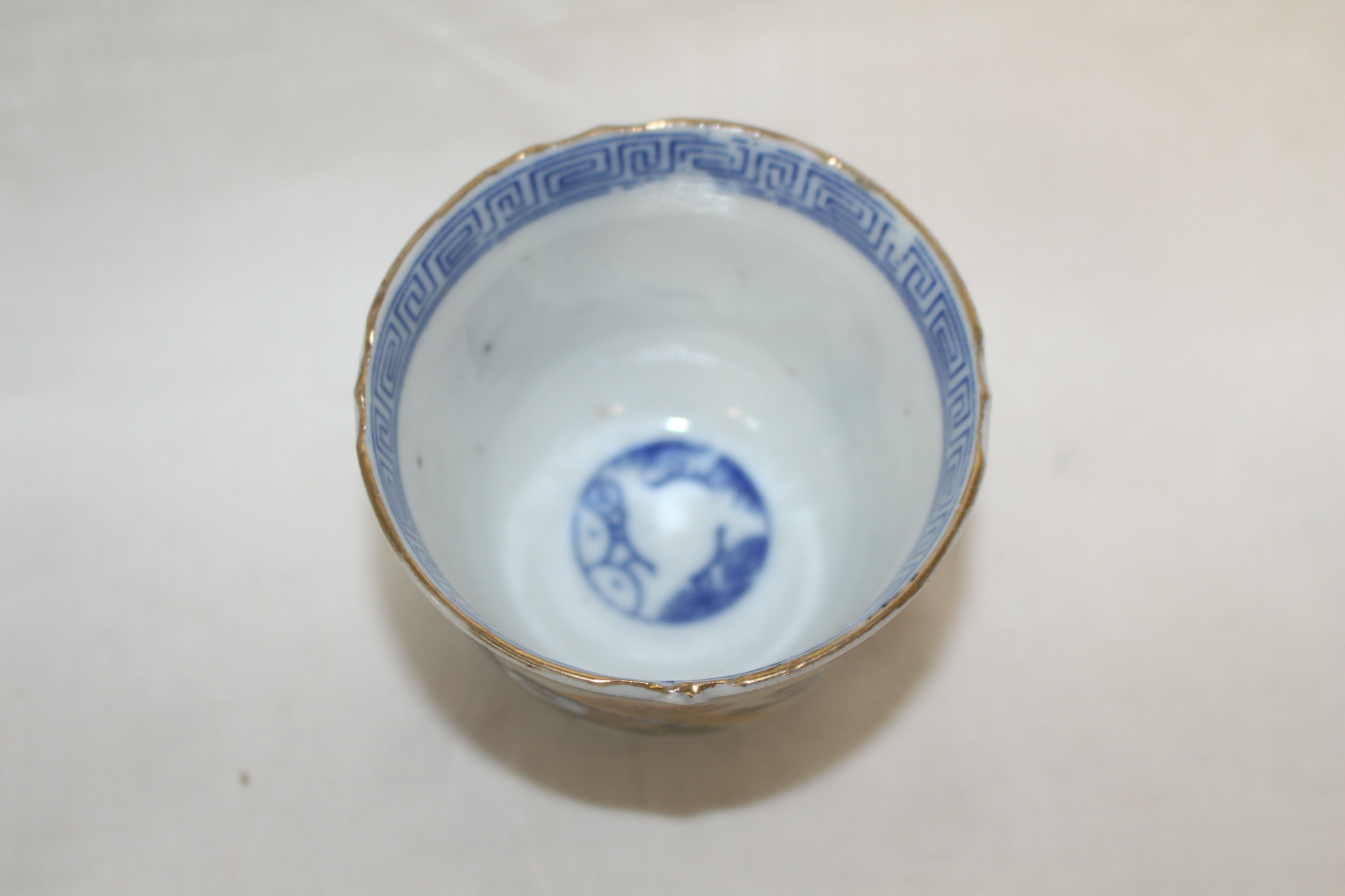 연대가좋은 청화백자금채화문 화형잔