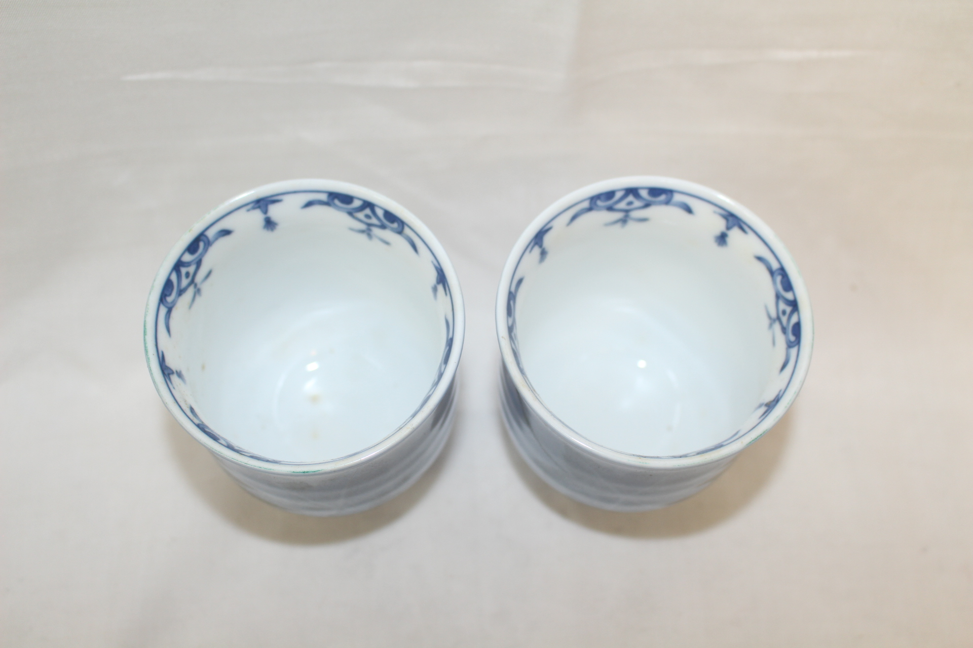 청화백자 은채단풍문 잔 2점