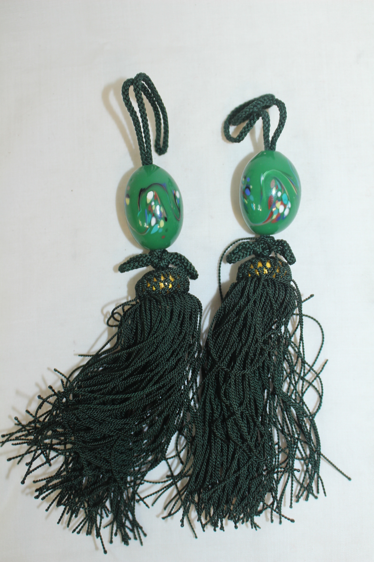 채색유리로된 추(풍진) 1쌍