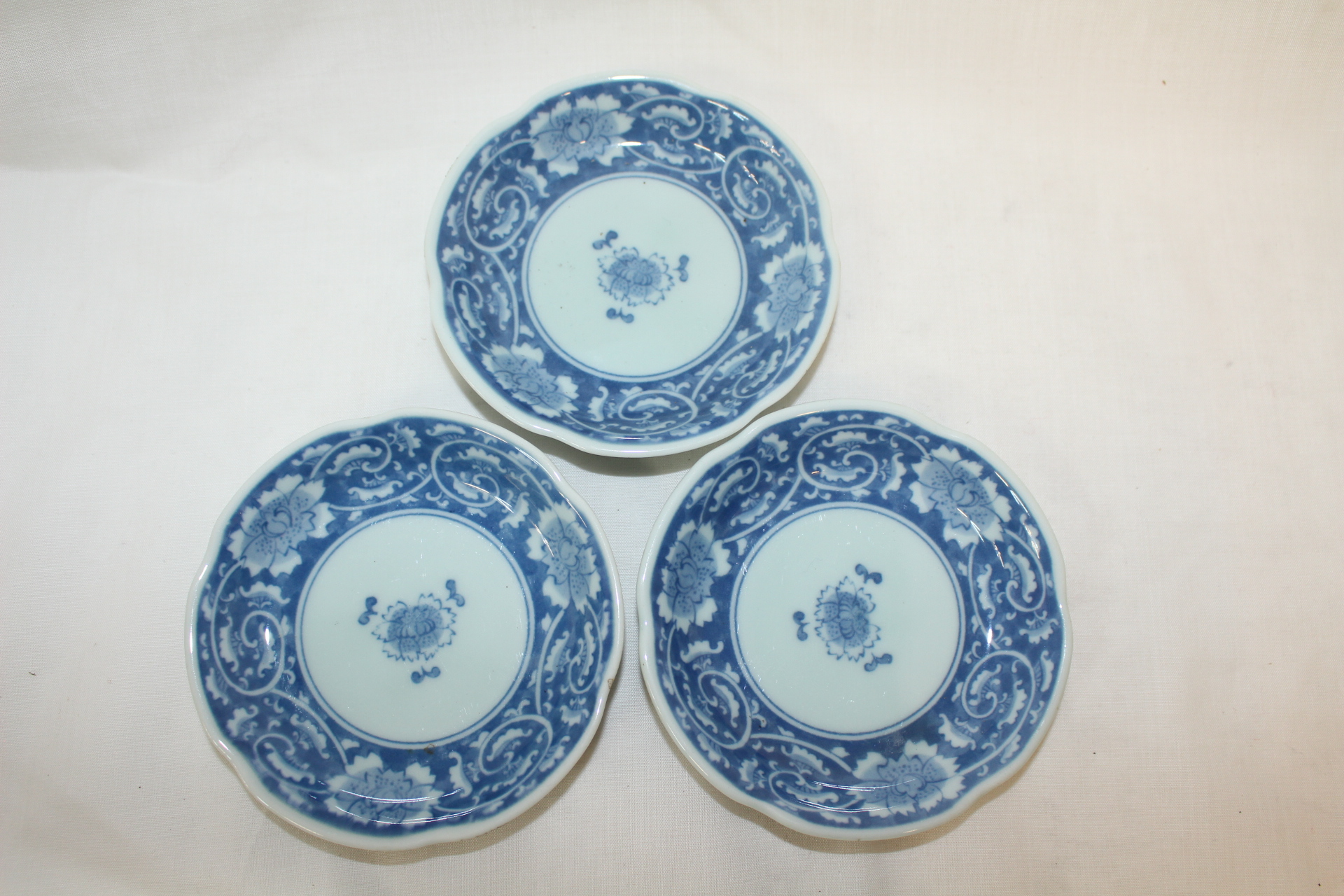 청화백자 화문완 3점