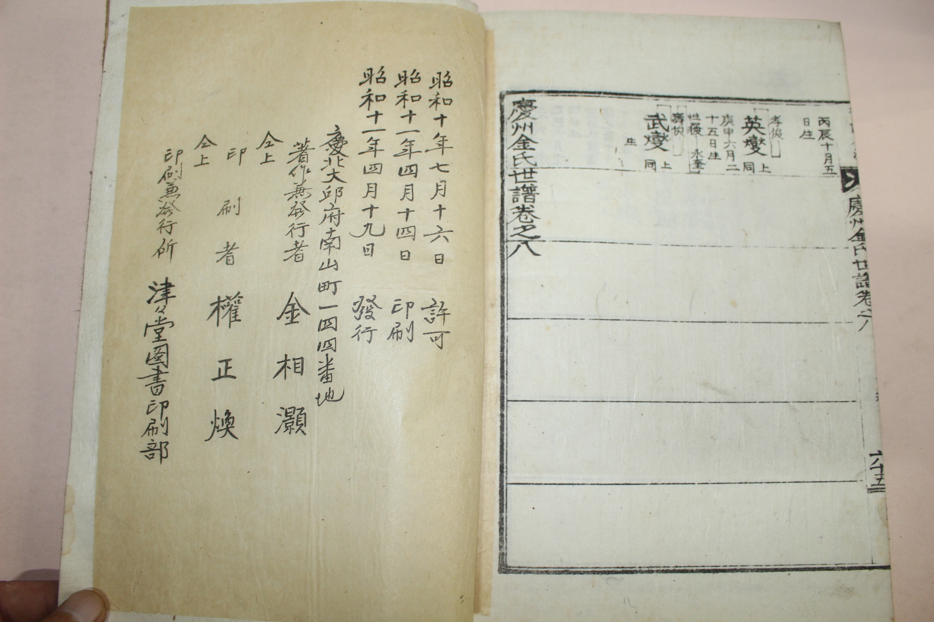 1936년 대구간행 경주김씨세보(慶州金氏世譜) 8책완질
