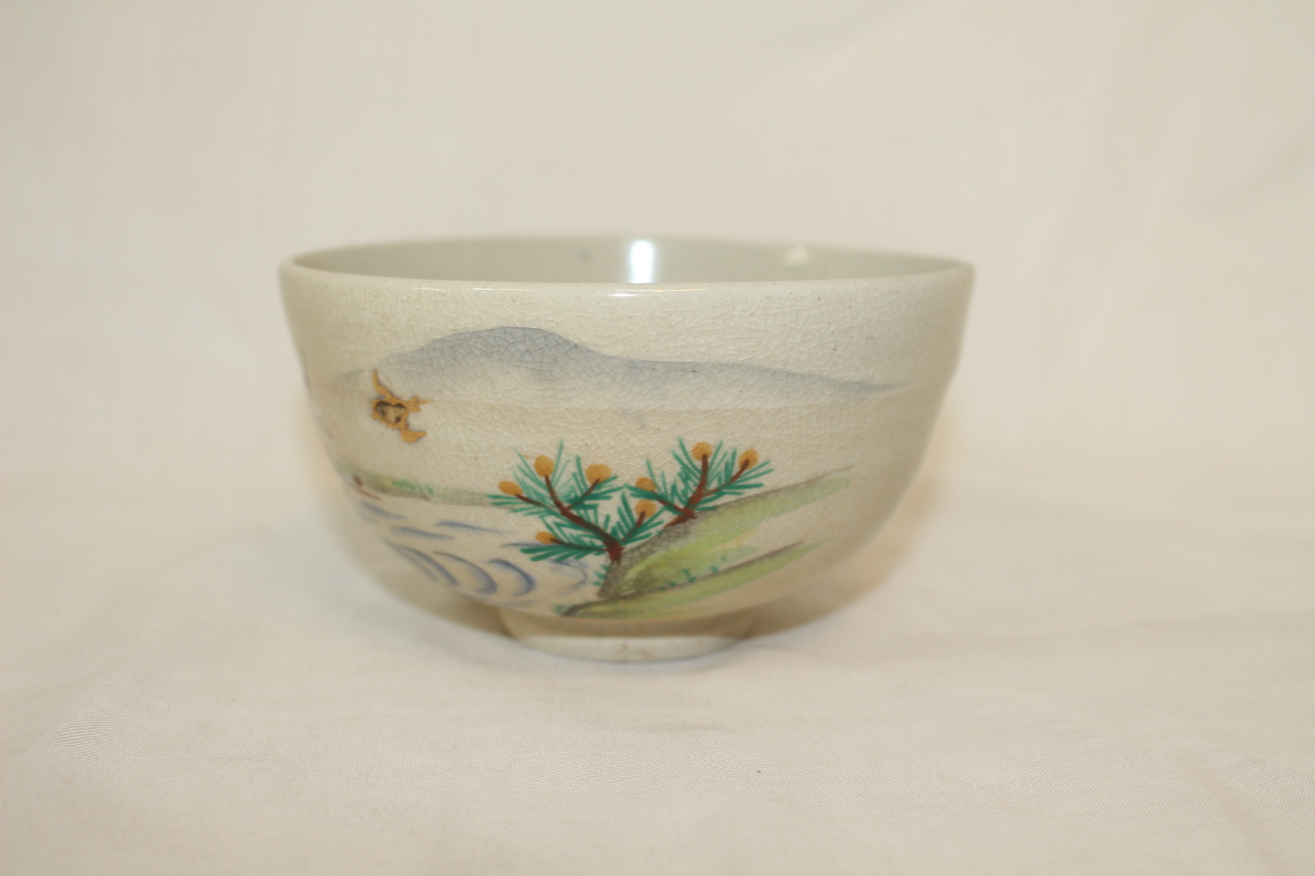 분청자 청화진사금채산수문 말찻잔