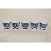 청화백자 대나무문 잔 5점