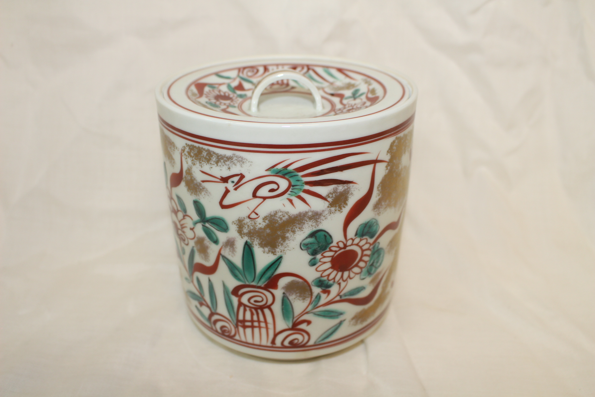 청화백자진사금채화문 평안춘양(平安春陽) 수통