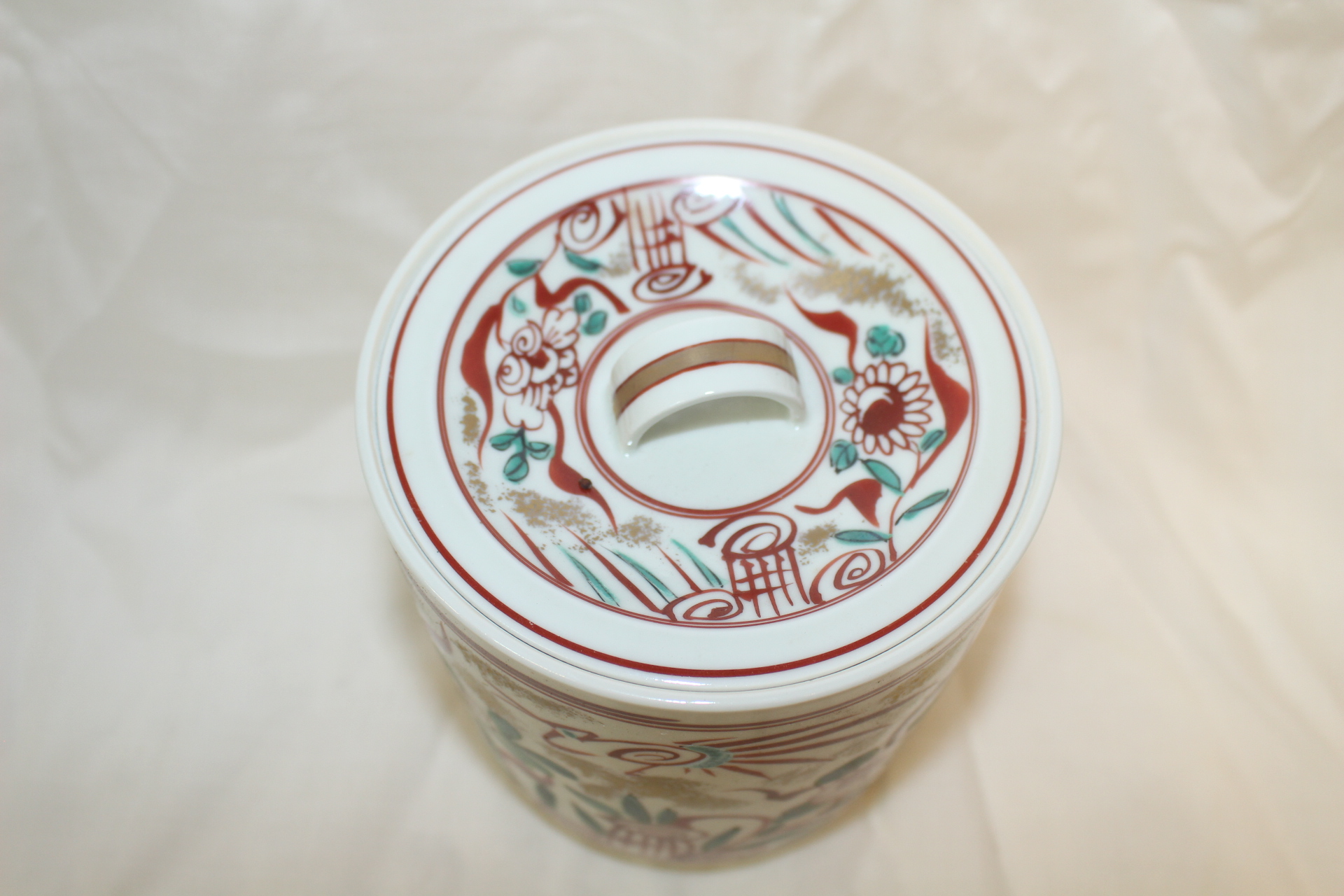 청화백자진사금채화문 평안춘양(平安春陽) 수통