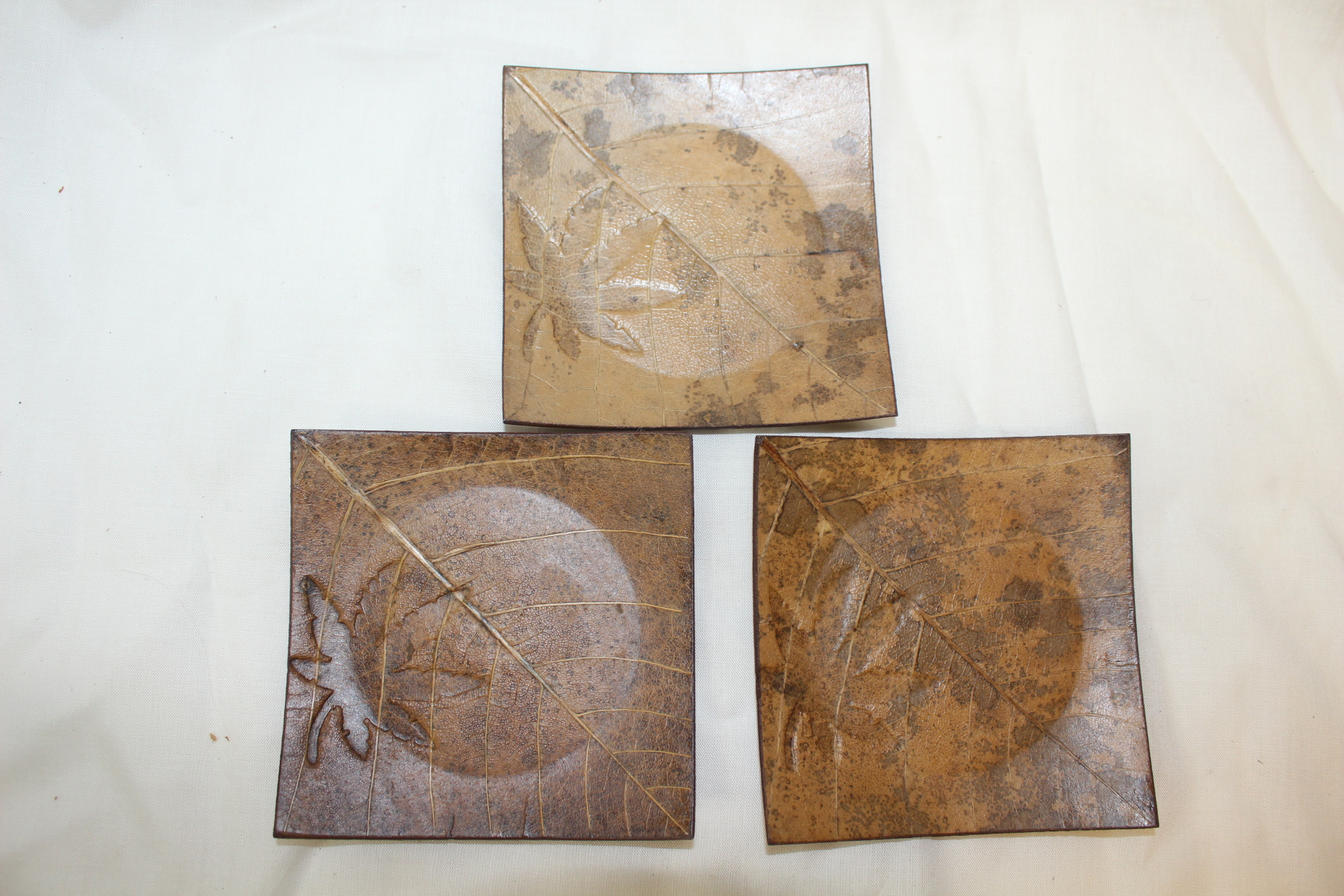 실제 나뭇잎으로된 사각완 3점