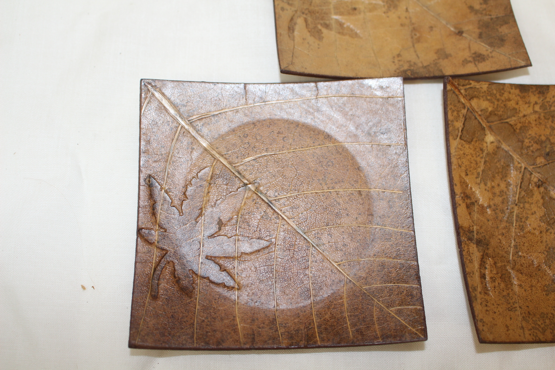 실제 나뭇잎으로된 사각완 3점